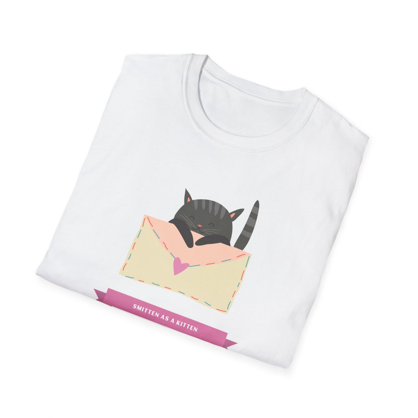 Cat Heart T-Shirt, T-Shirt with Love Cat, Valentine Day Tees with Animals, Unisex Cotton Tee with Art Design 34