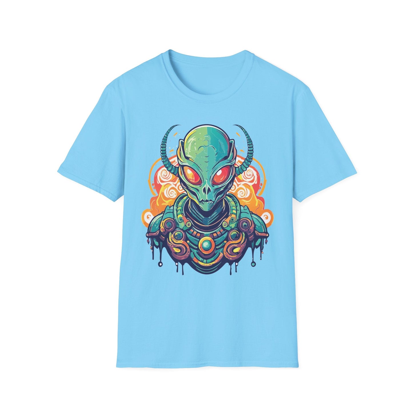 Cosmos Alien T Shirt Unisex Softstyle Cotton Tee With Space Artwork Graphic Design