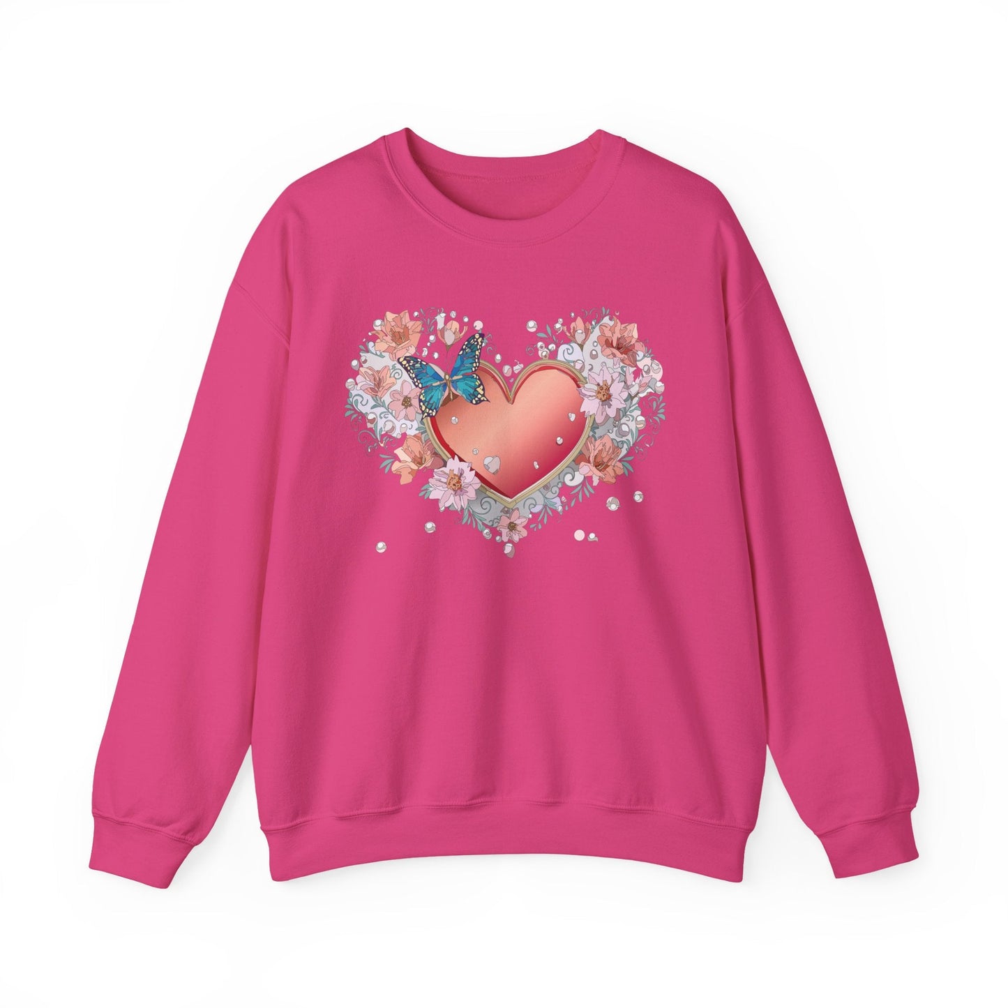 Unisex Floral Heart Sweatshirt With Love Graphic For Valentines Day Gift Cozy Winter Wear