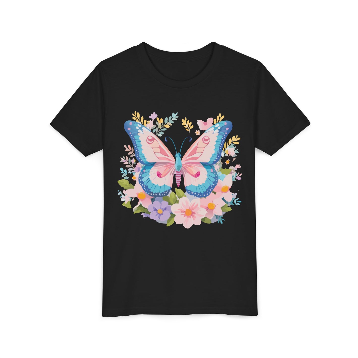 Camiseta juvenil Butterfly Blossom: camiseta de manga corta colorida para celebraciones de primavera (9 a 14 años)