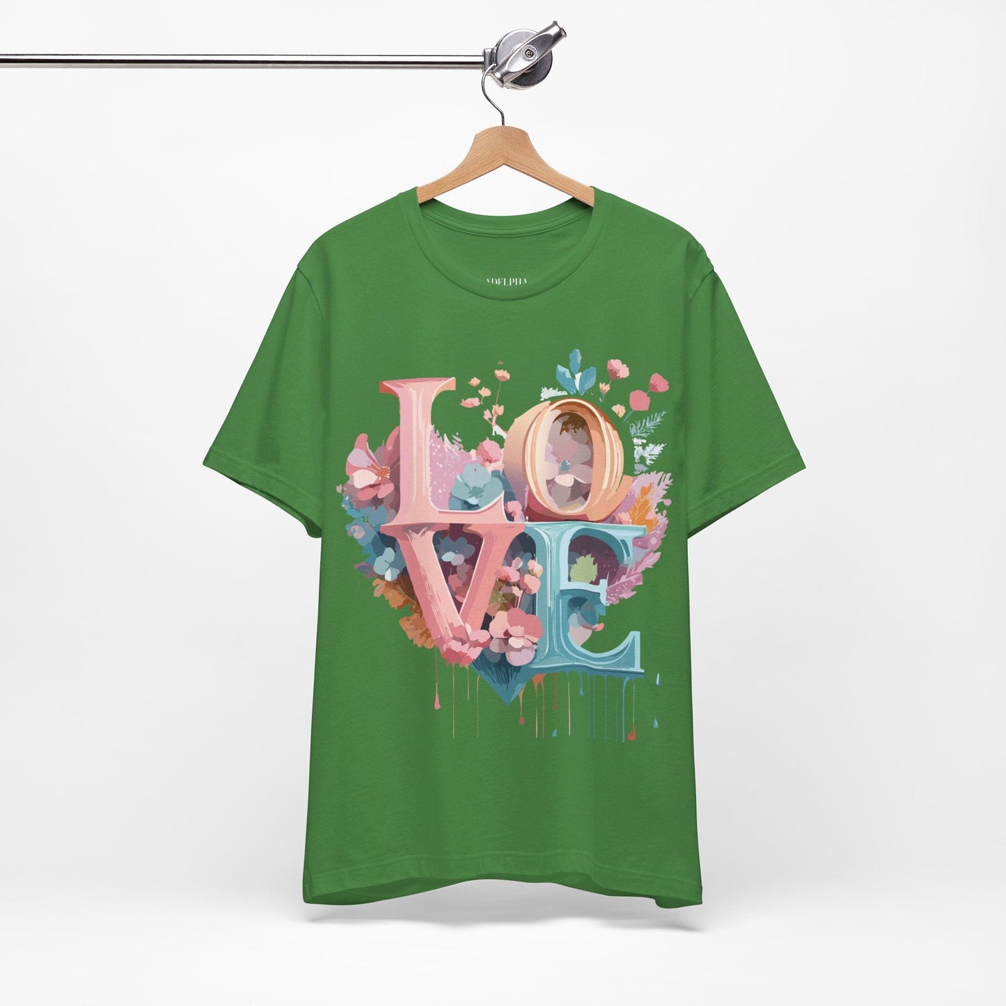 Valentine Day Graphic Unisex 100 Cotton Vintage Artwork with Love and Flower Design Tee 52