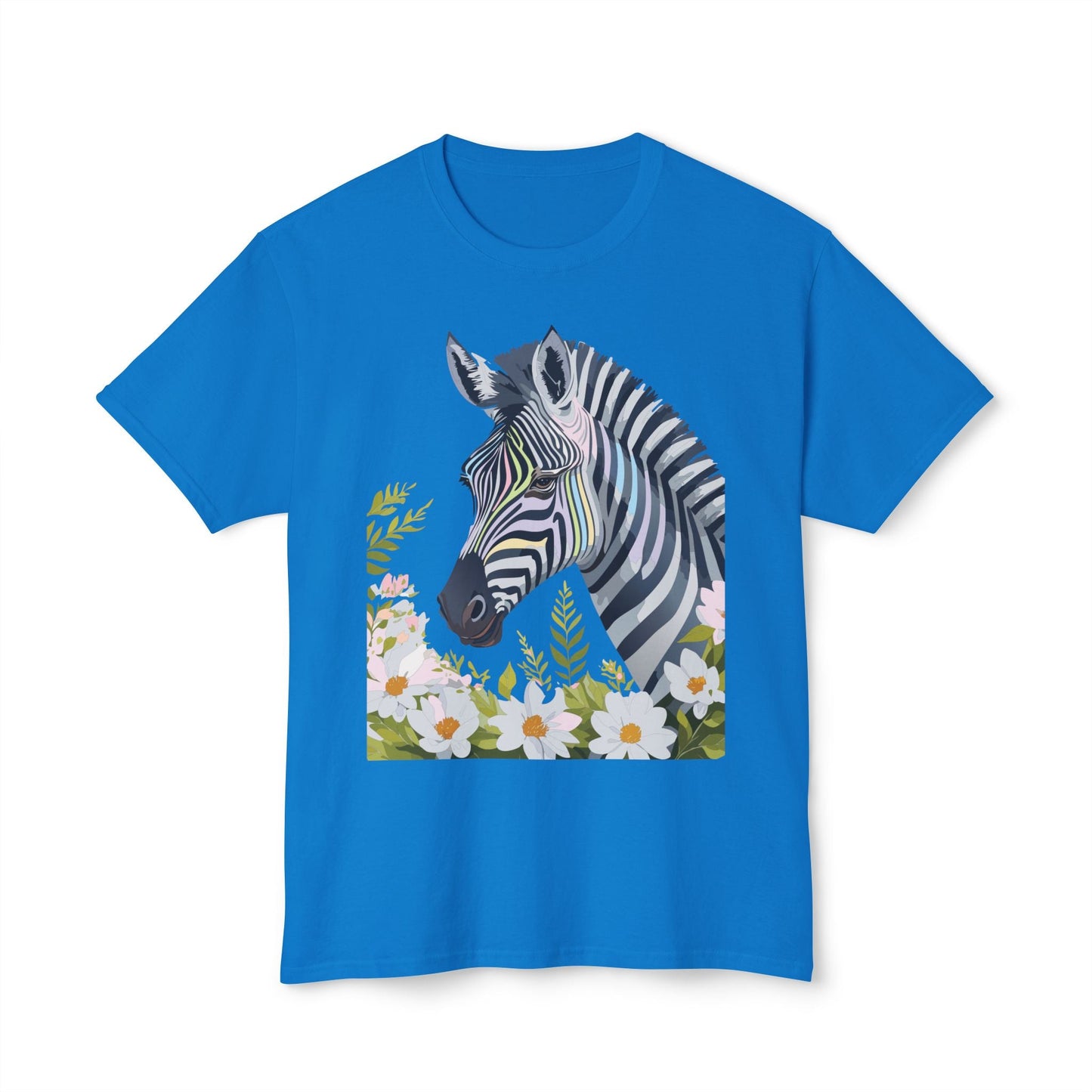 Unisex Zebra Art Design T Shirt With Floral Print HD Cotton Premium USA Made Jersey
