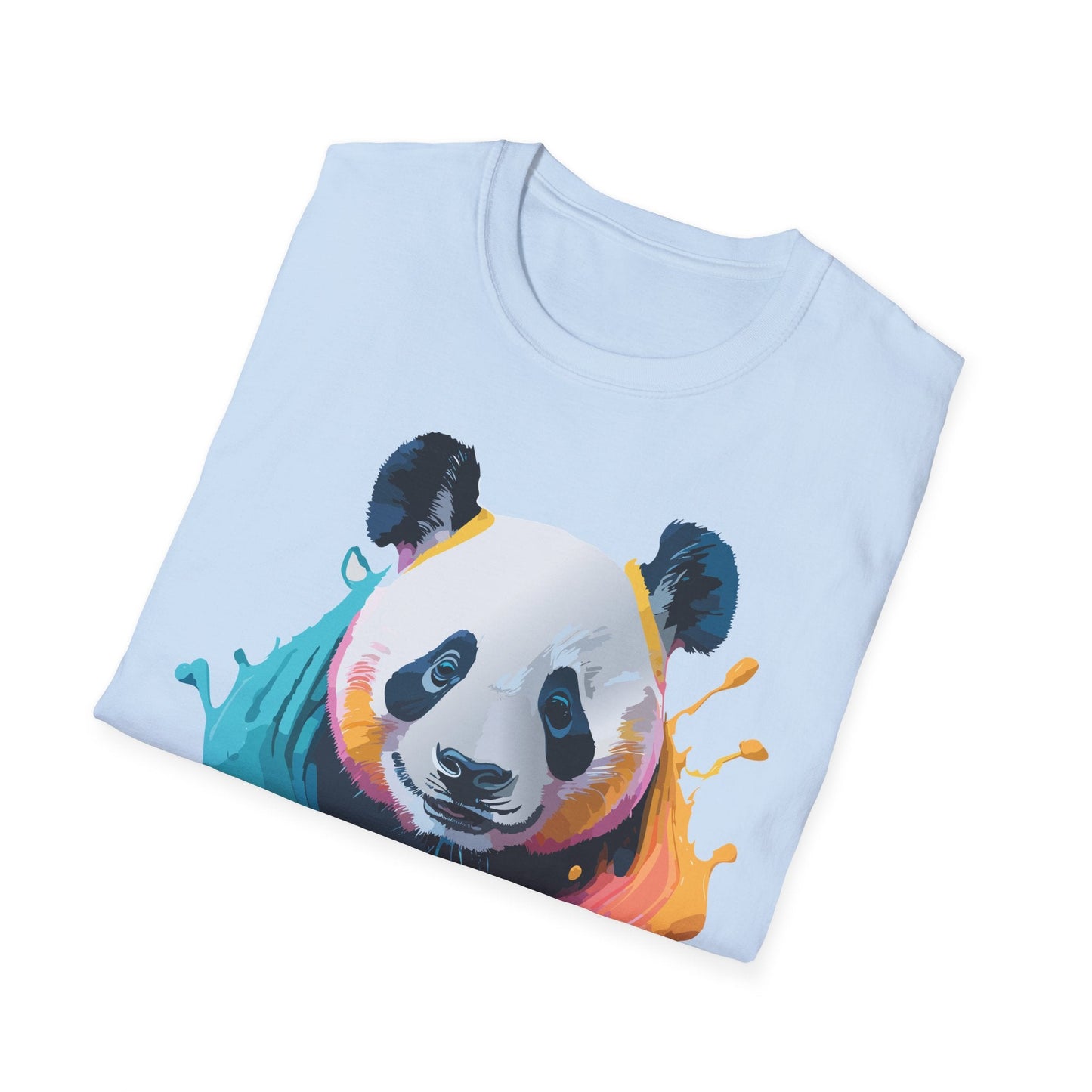 Unisex Panda Shirt T Shirt With Panda Animal Print Tee Softstyle Gildan 64000 100 Percent Ring Spun Cotton