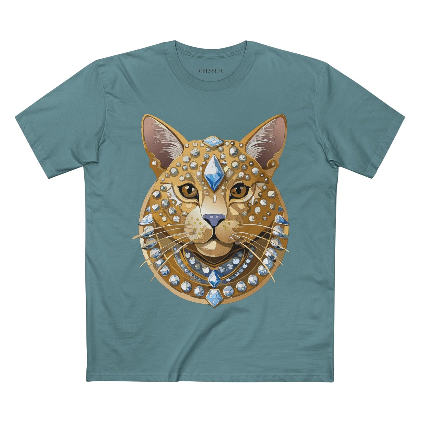 Cat Graphic Unisex 100 Cotton Tee With Unique Animal Golden Medallion Art Design 11