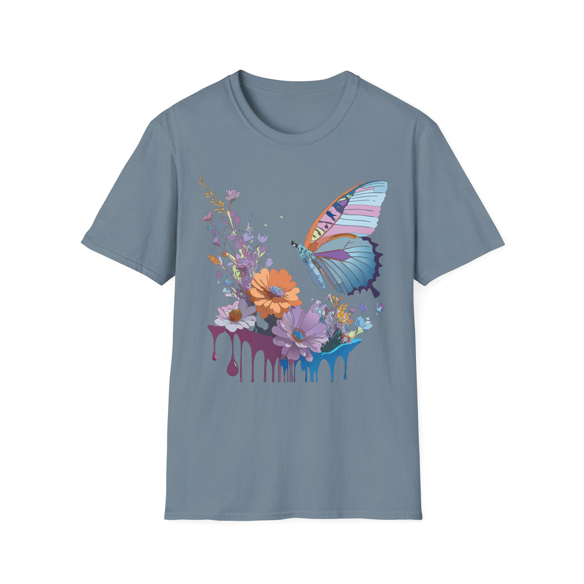 Butterfly Floral Graphic Design Unisex 100 Cotton Gildan T-Shirt