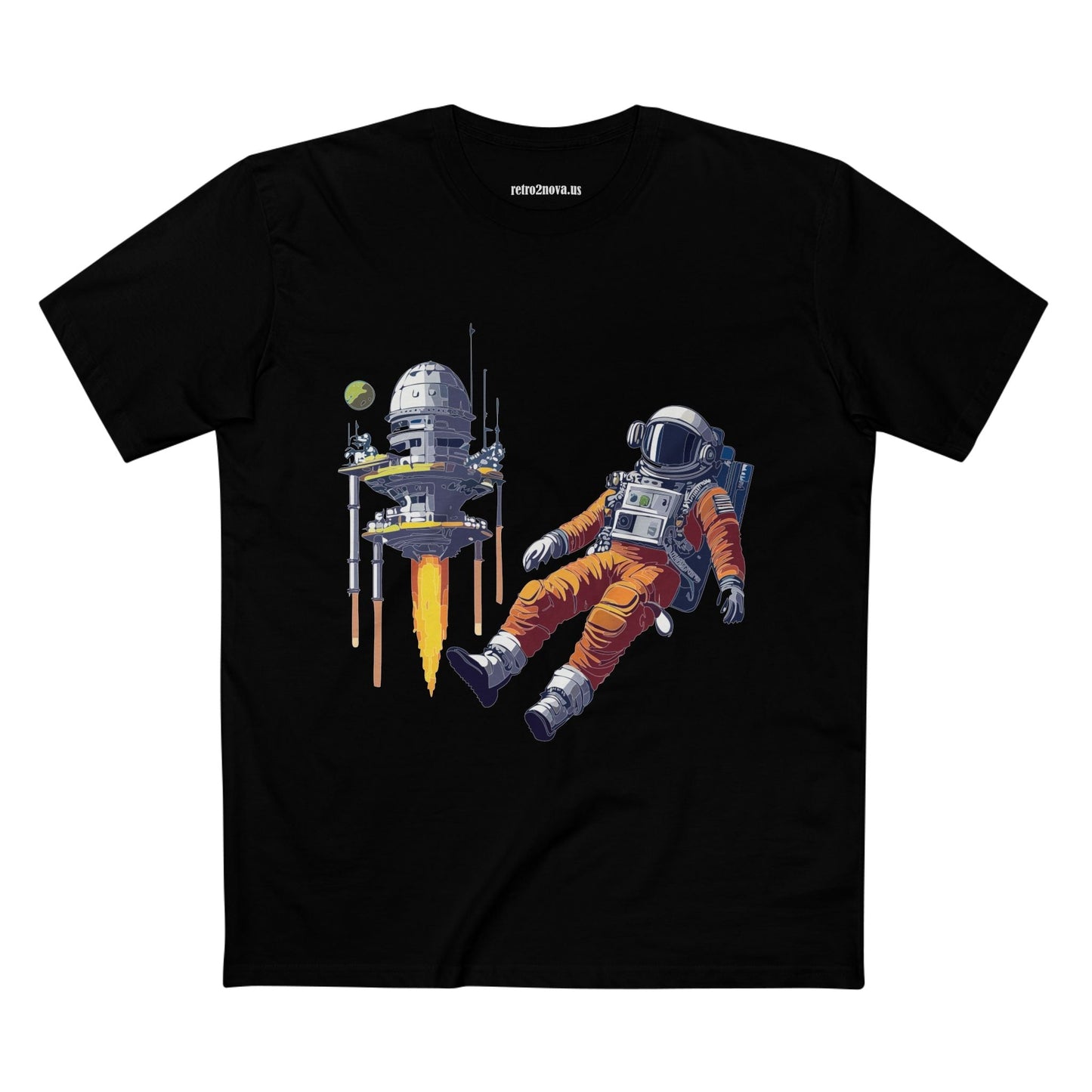 Cosmos Astronaut Shirt Unisex Premium Cotton Tee With Original Art Design By Retro2Nova