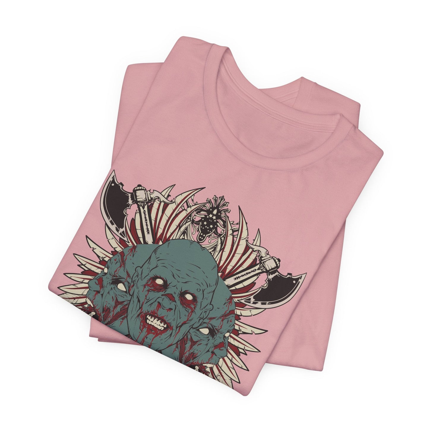 Zombie Skull Mandala T-Shirt Horror Graphic Tee, Gothic Skull Art-54-2