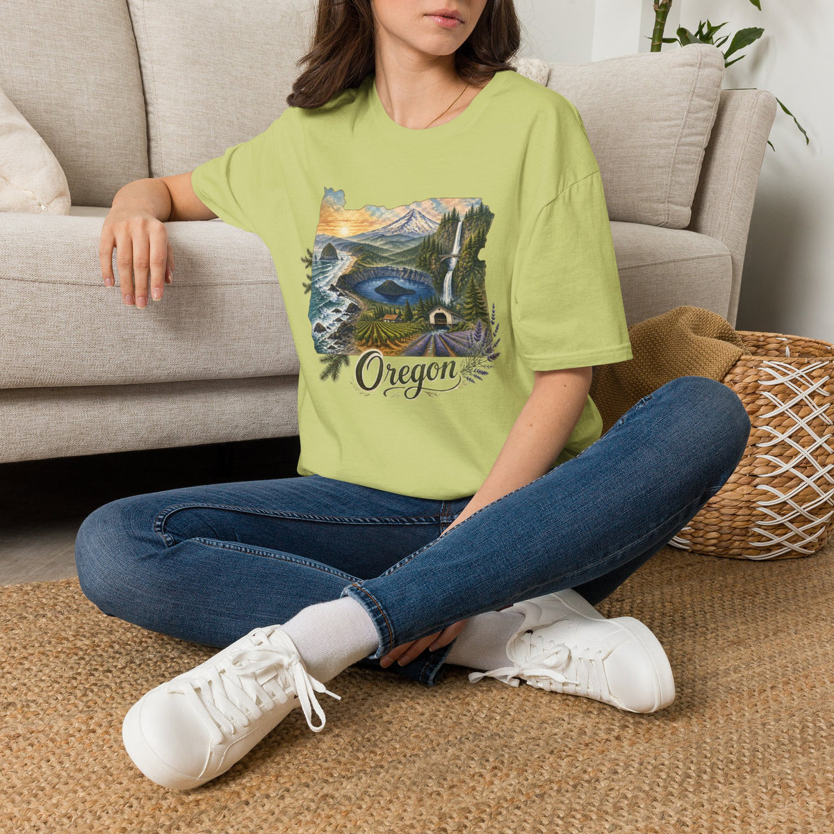 Oregon Crater Lake Mountains Travel Graphic Design Unisex 100 Cotton Gildan T-Shirt