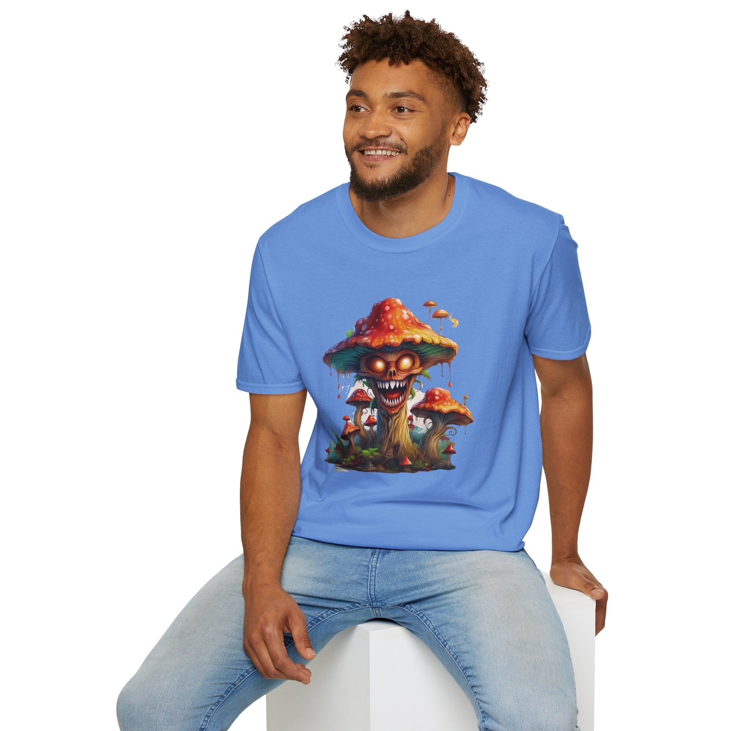 Mashroom Tee Shirt Unisex Softstyle 64000 100% Ring Spun Cotton with Funny Mushroom Artwork