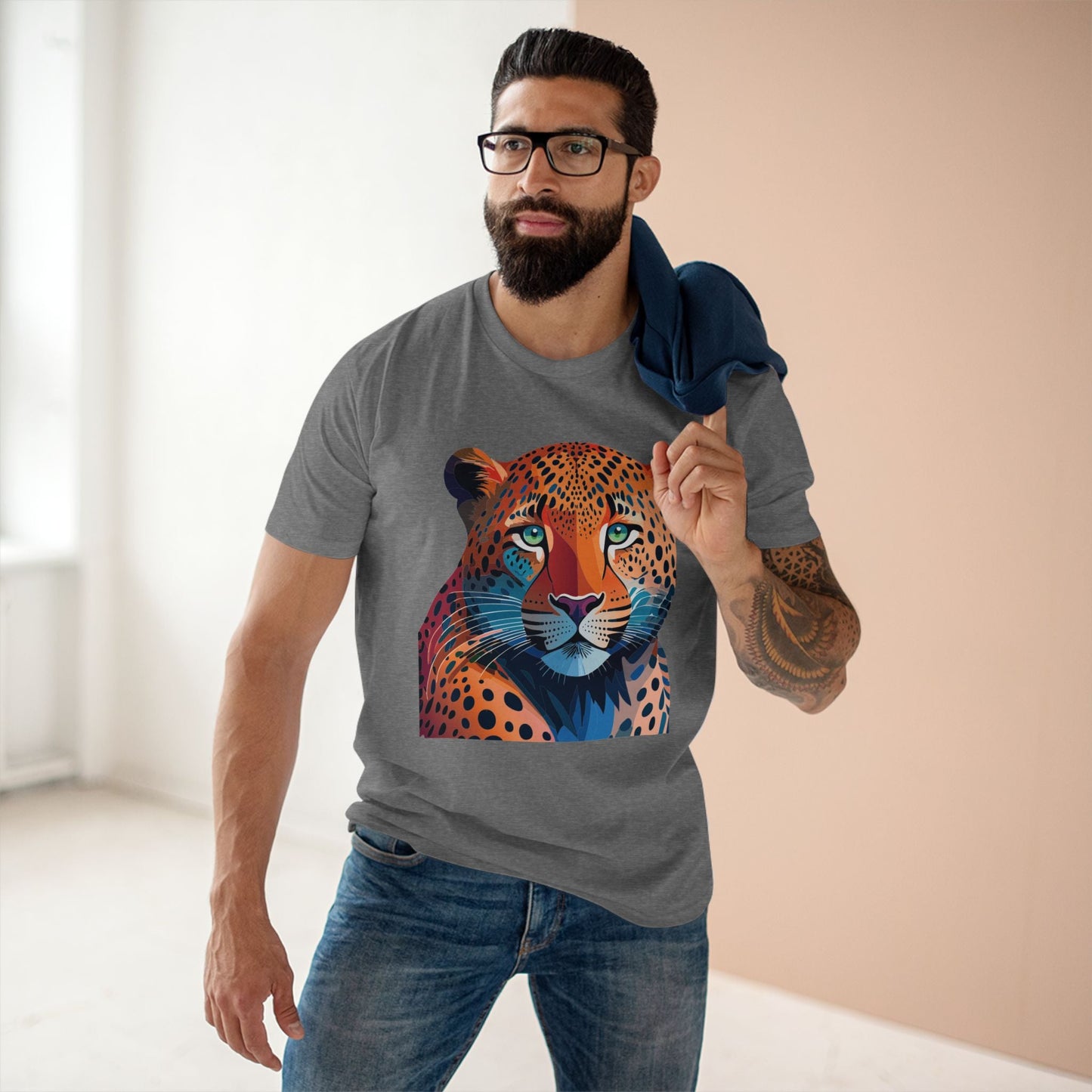 Unisex Cheetah Shirt Premium Cotton Tee With Original Art Design From Retro2Nova Art Collection Soft Breathable Comfort