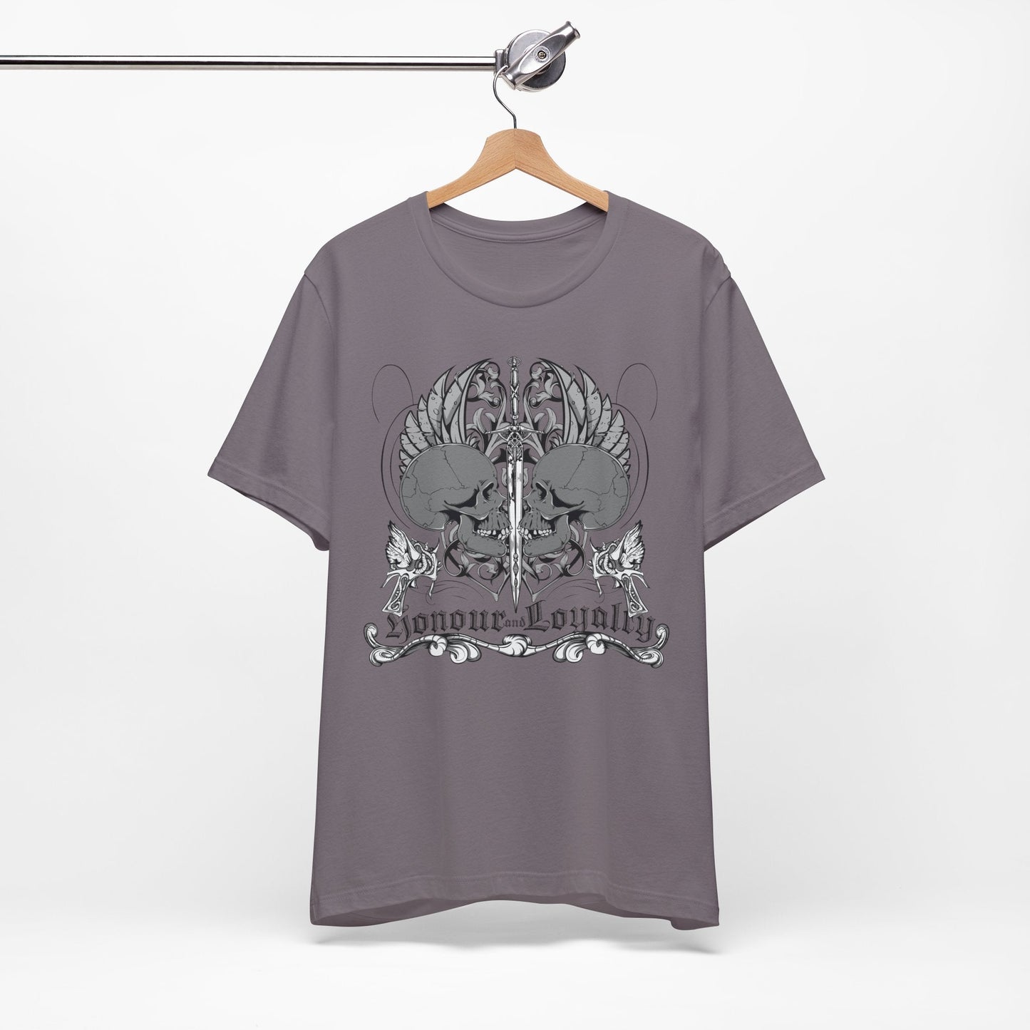 Honor Loyalty crest tee Gothic heraldry skulls wings emblem Art-48