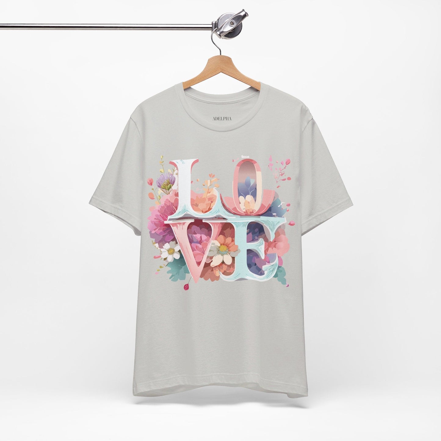 Valentine Day Graphic Unisex 100 Cotton Vintage Artwork with Love and Flower Design Tee 59