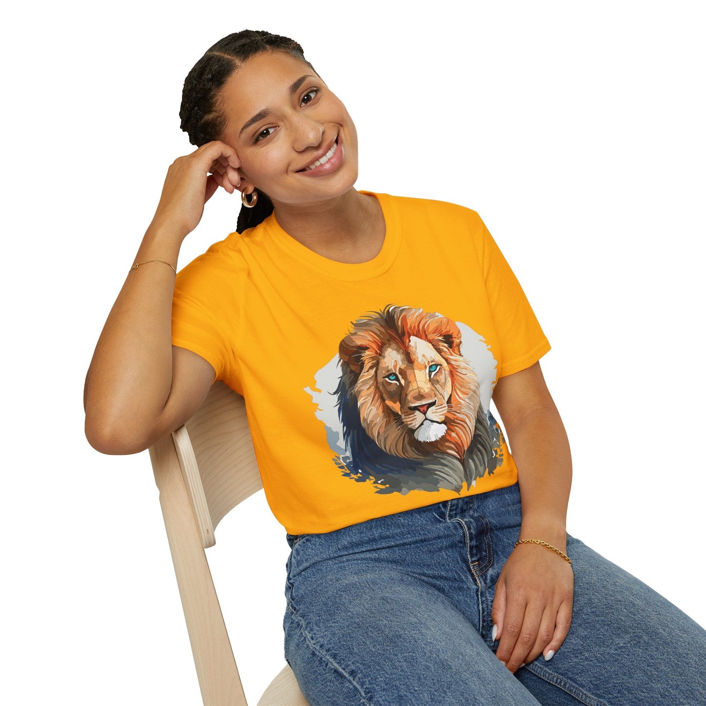 Lion Shirt Unisex Animal Tee Gildan Softstyle 64000 100 Percent Ring Spun Cotton