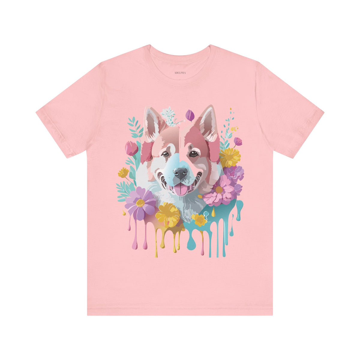 Dog Graphic Unisex Cotton Bella+Canvas Tee with Art Animal Design e115