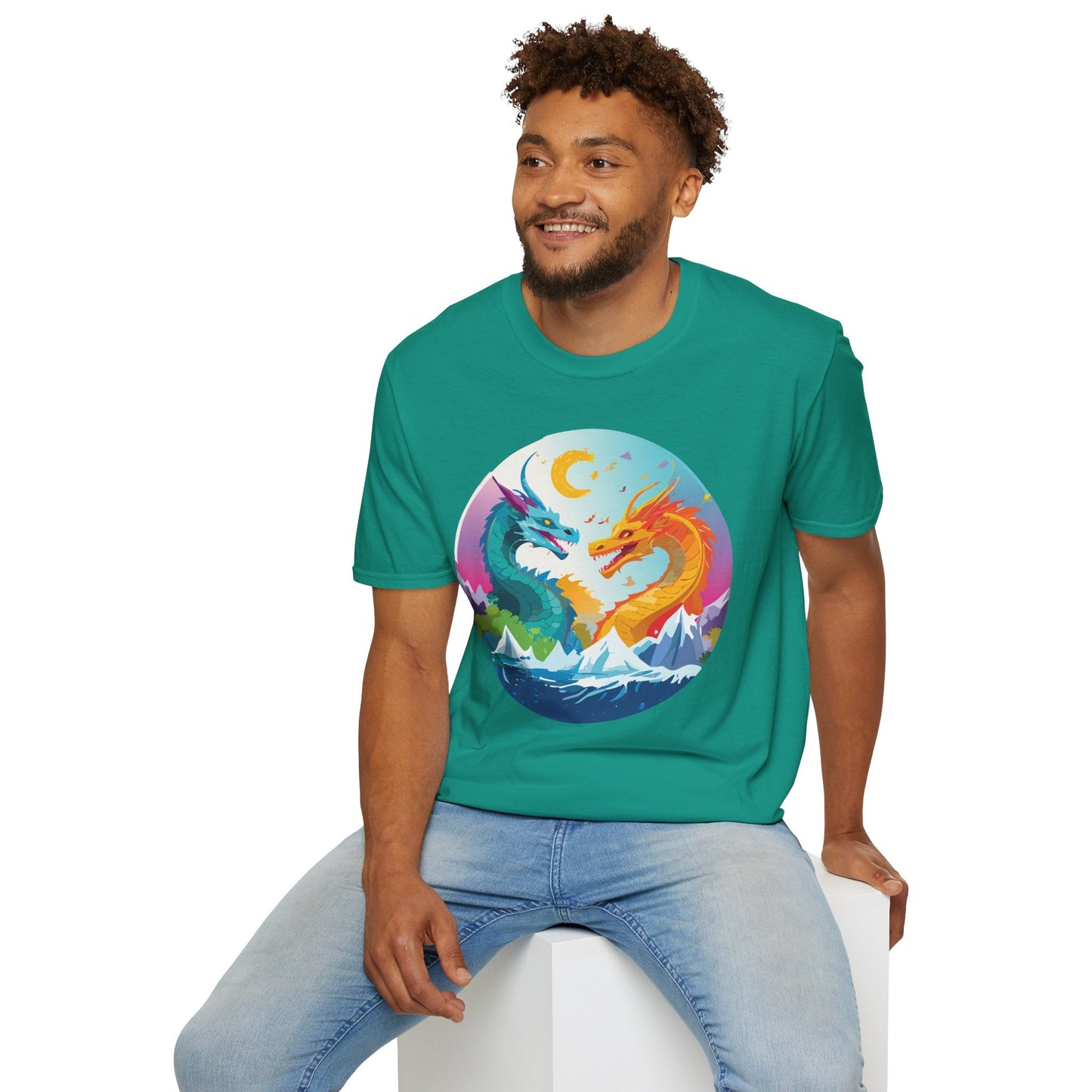 Dragon T Shirt Unisex Gildan Softstyle 64000 Tee Dragon Artwork Animal Print Shirt