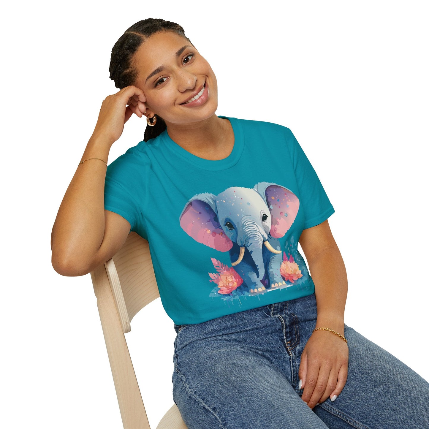 Elephant T Shirt For Adults Unisex Gildan Softstyle 64000 100 Percent Ring Spun Cotton Tee