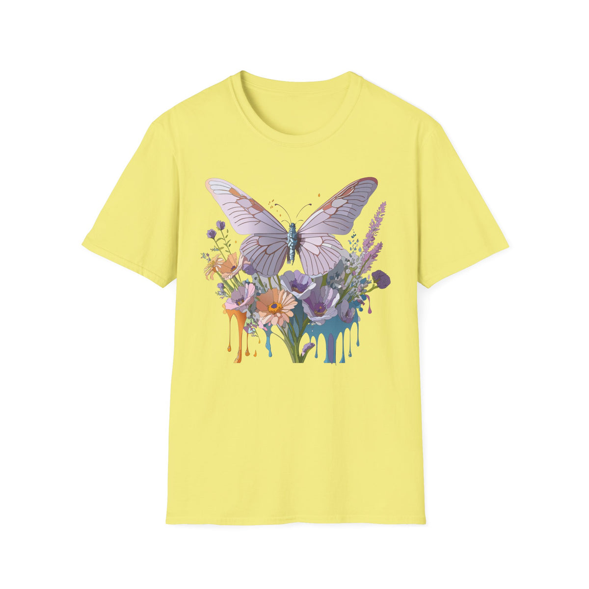 Butterfly Floral T‑Shirt — Pastel Garden Wings Graphic Tee Unisex 100 Cotton Gildan T-Shirt