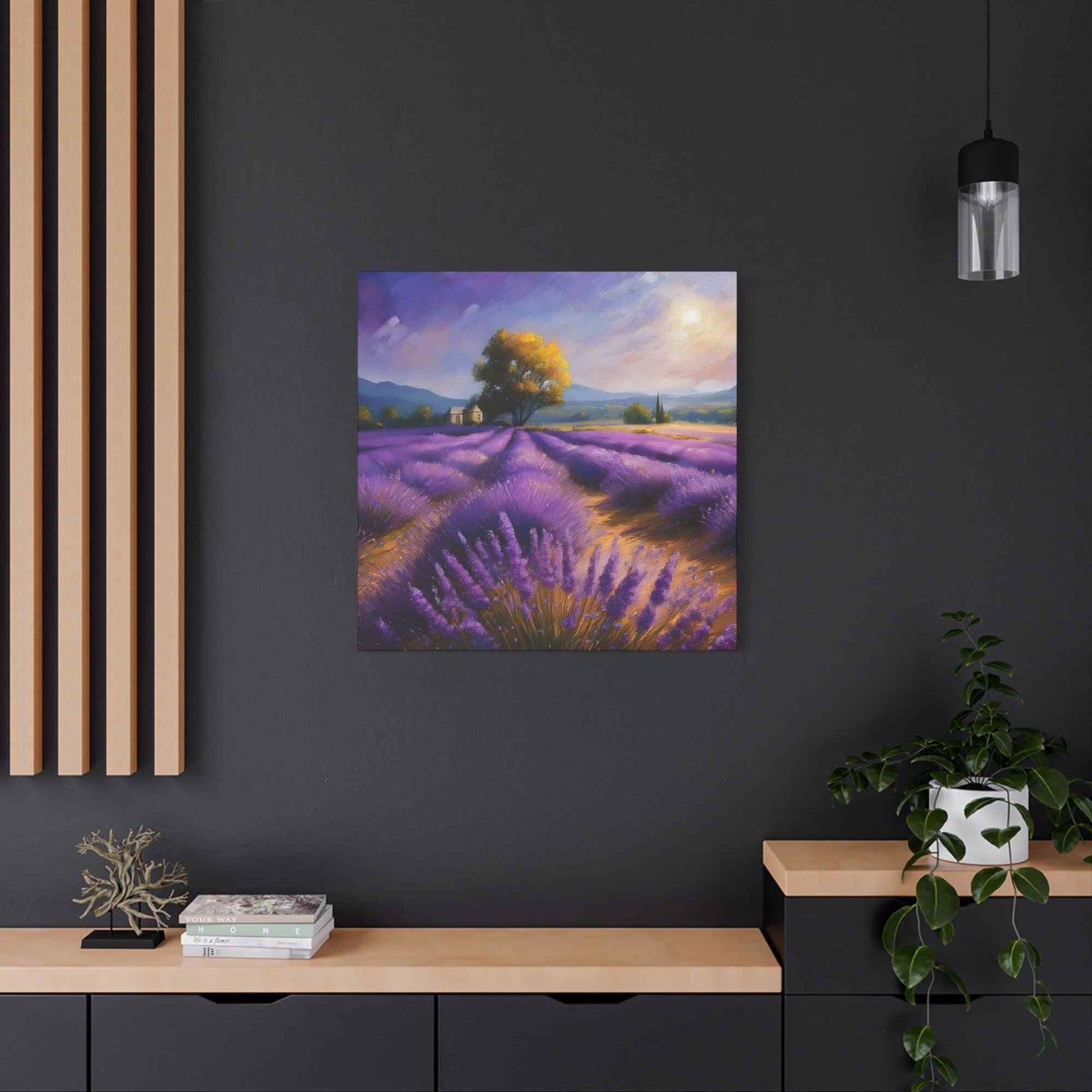 Lavender Landscape Print Canvas, Landscape Oil Paint Print 20x20, 24x24, 30x30, 32x32, 36x36 Art Design Print Non-Frame MC-35