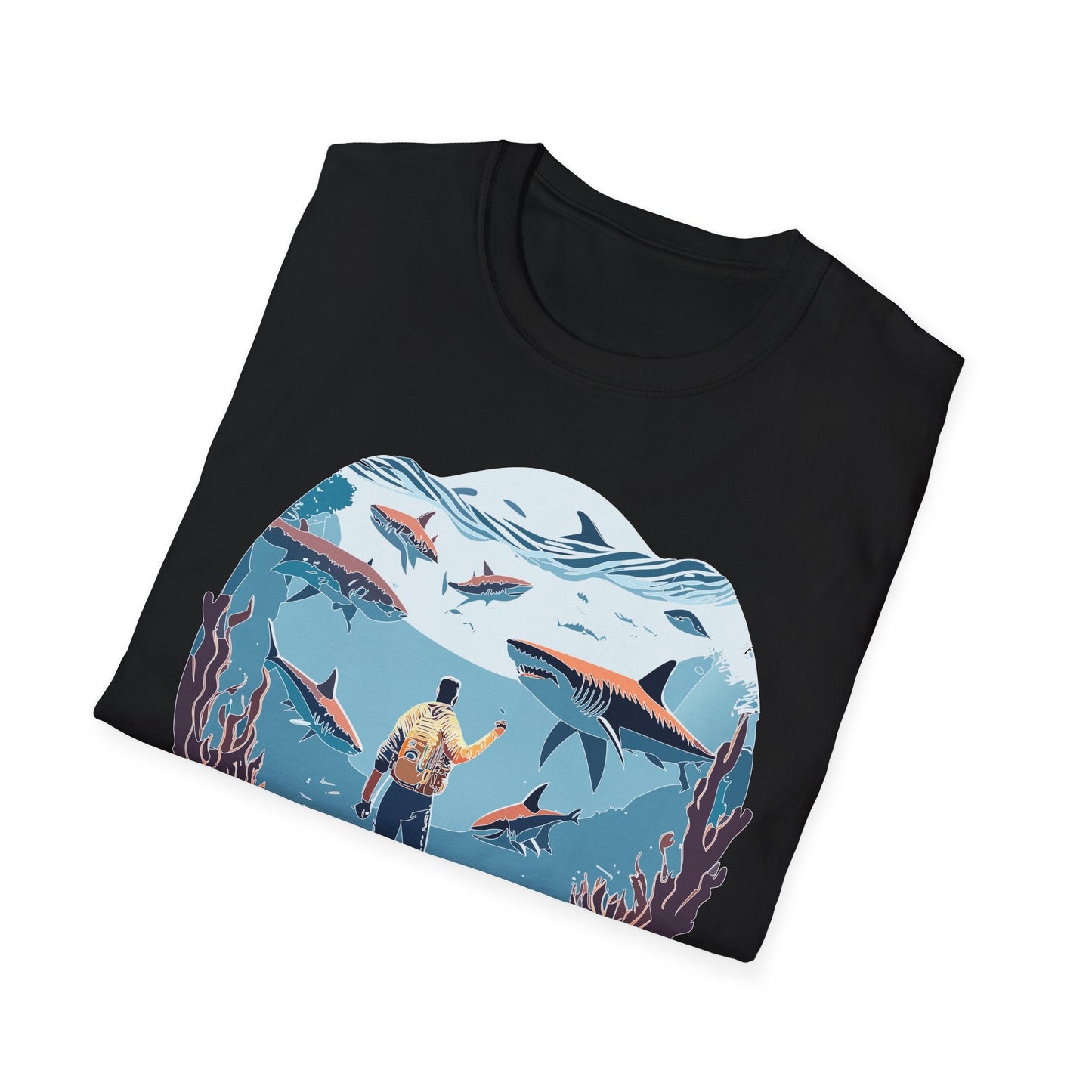 Ocean Theme Unisex Softstyle T Shirt 64000 Cotton Tee With Ocean Art Design Breathable