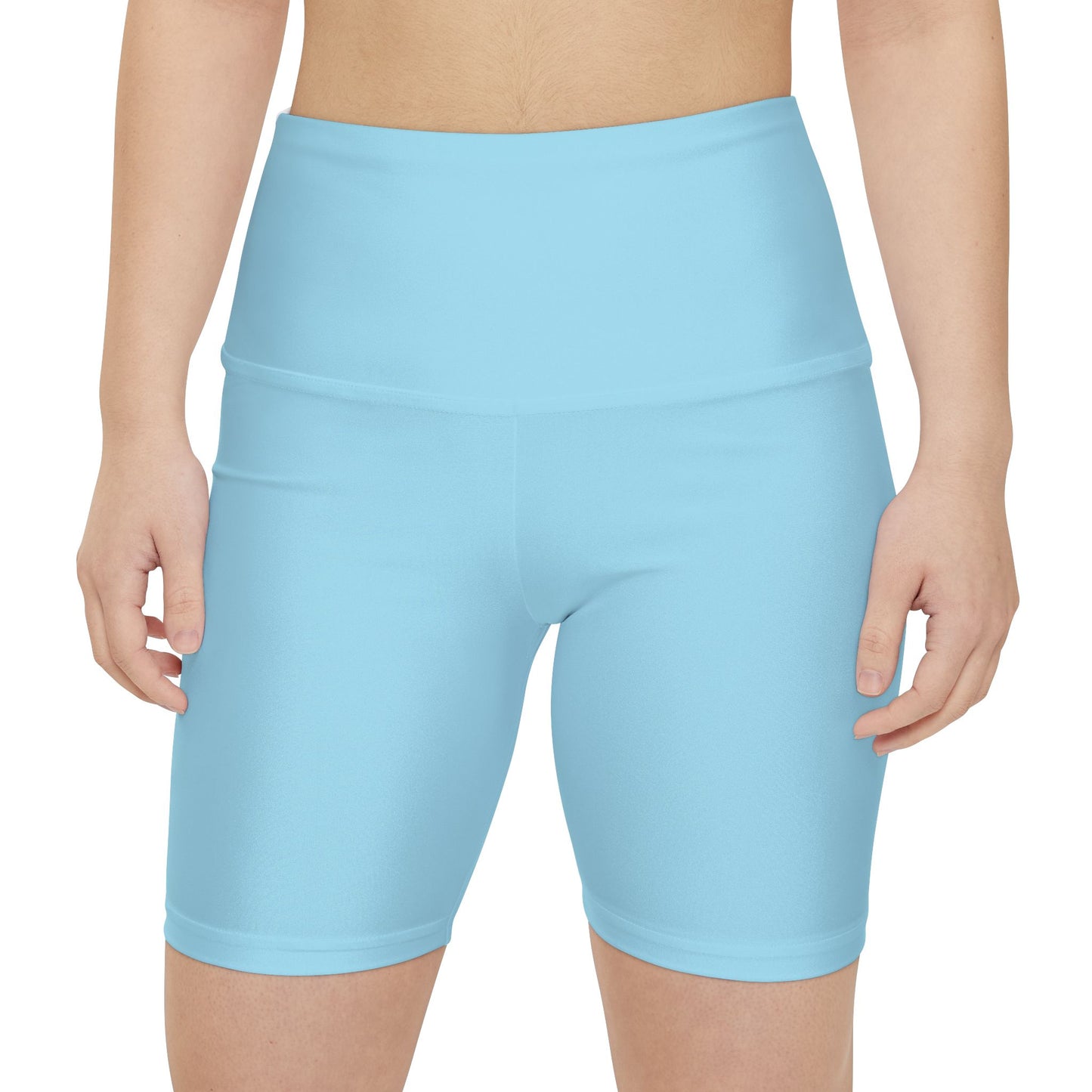 Frosted Blue Women's Workout Shorts — Solid High-Waist Biker Shorts for Exercise & Everyday Wear