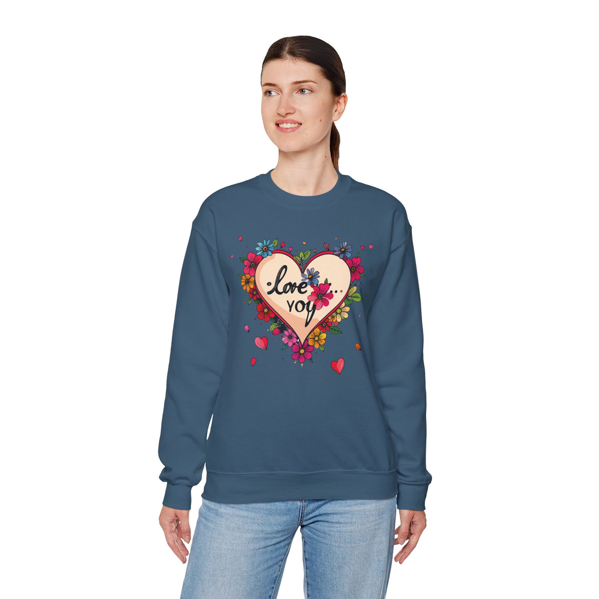 Big Heart Sweatshirt, Floral Heart Sweatshirt, Floral Love Sweatshirt, Valentine's Day Sweatshirt, Heart Floral Sweatshirt 109
