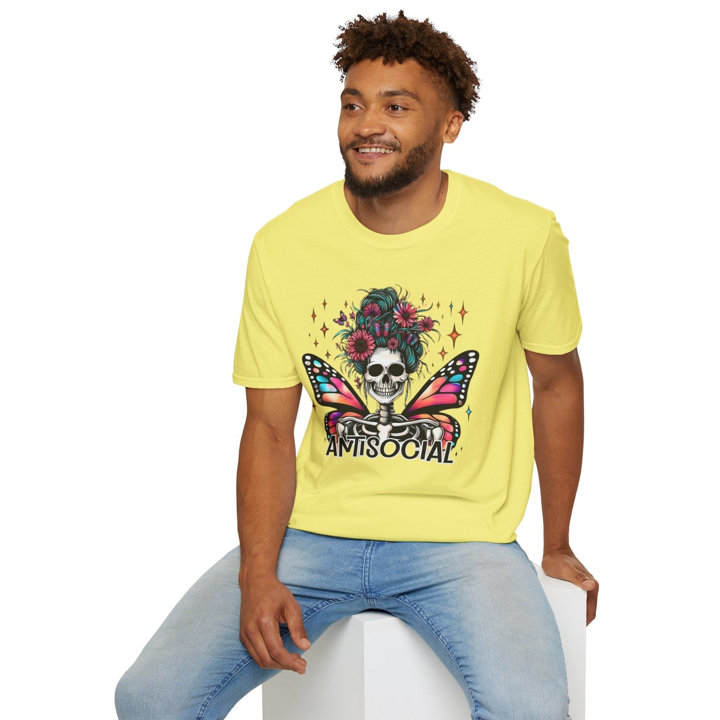 Unisex Skull Graphic Tee Shirt Short Sleeve Skeleton Gildan Softstyle 64000 100 Ring Spun Cotton