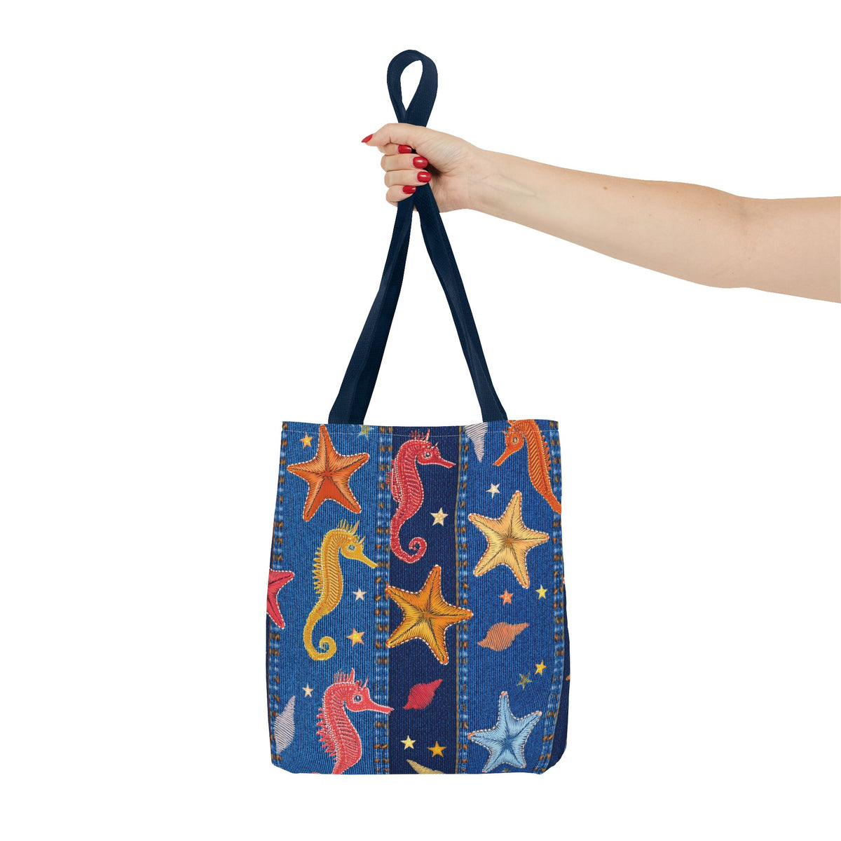 Denim Fabric Imitation Print Unisex Canvas Bag Poly Spun 3 Sizes Tote Bag 182-21