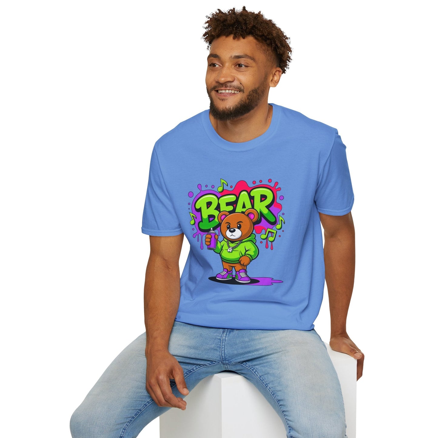Cartoon T Shirt With Animation Funny Animals Tee Gildan Softstyle 64000 100 Percent Ring Spun Cotton