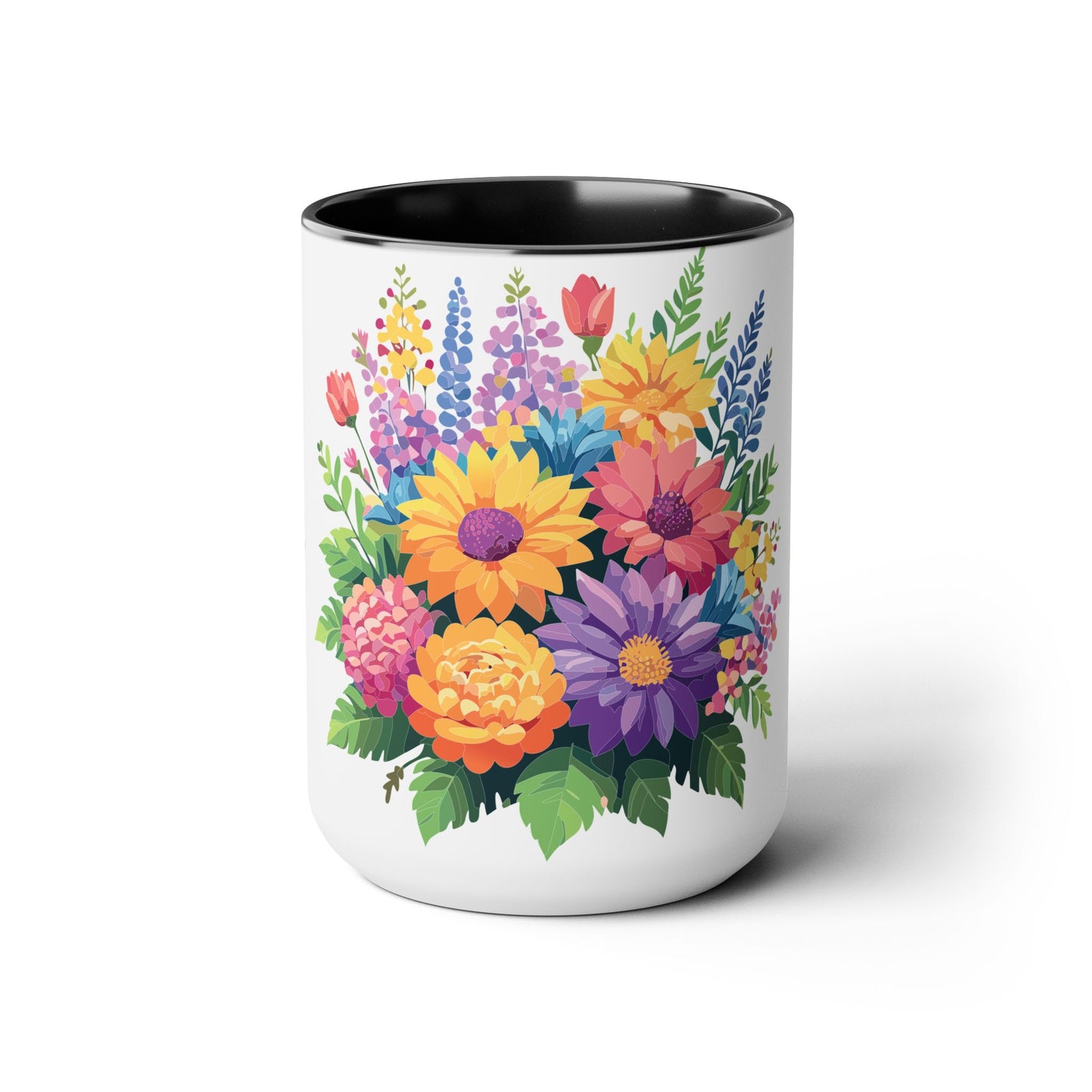 Two-Tone Coffee Mug with flowers