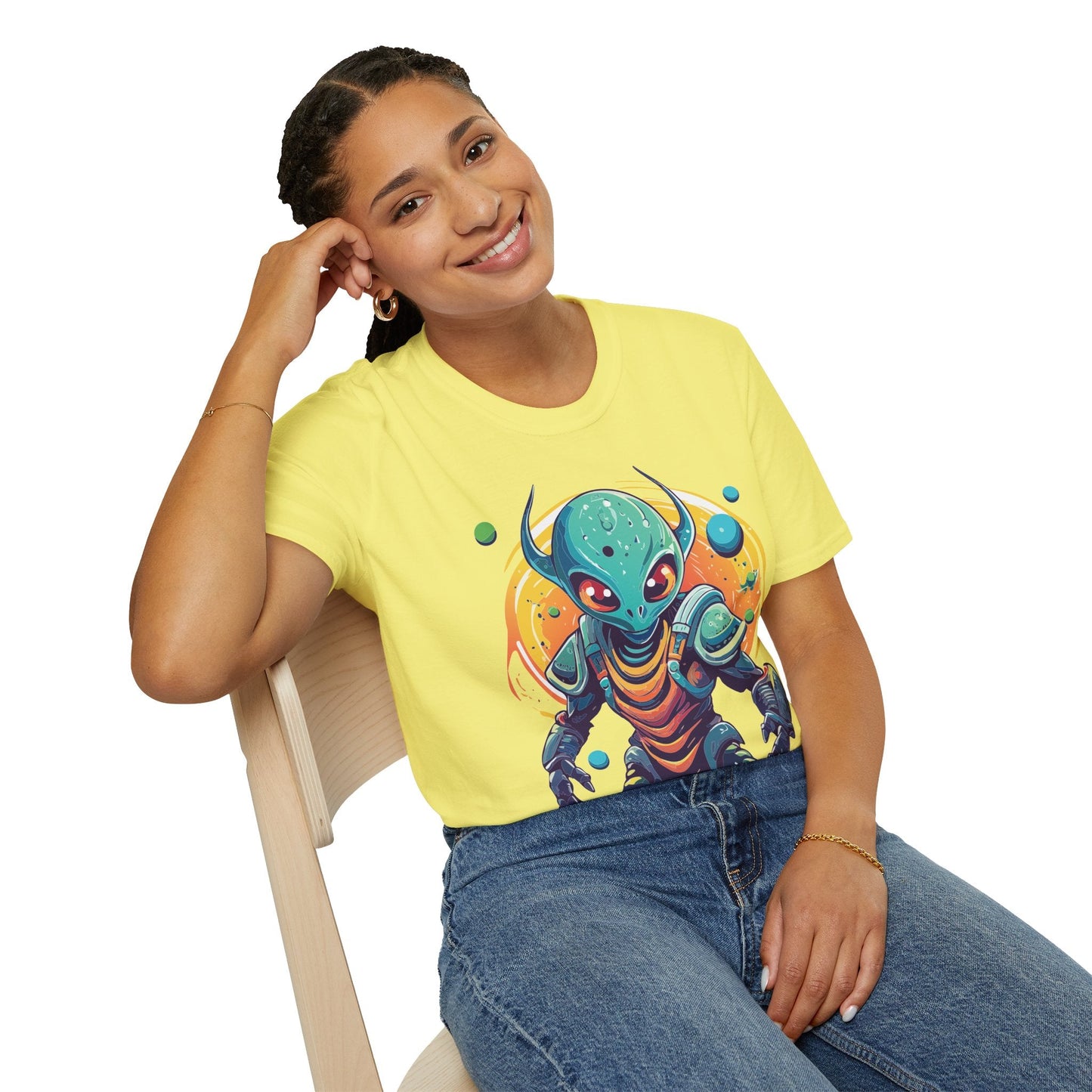 Alien Cosmos Shirt Unisex Softstyle Tee With Alien Art Design Space Theme Graphic Tee