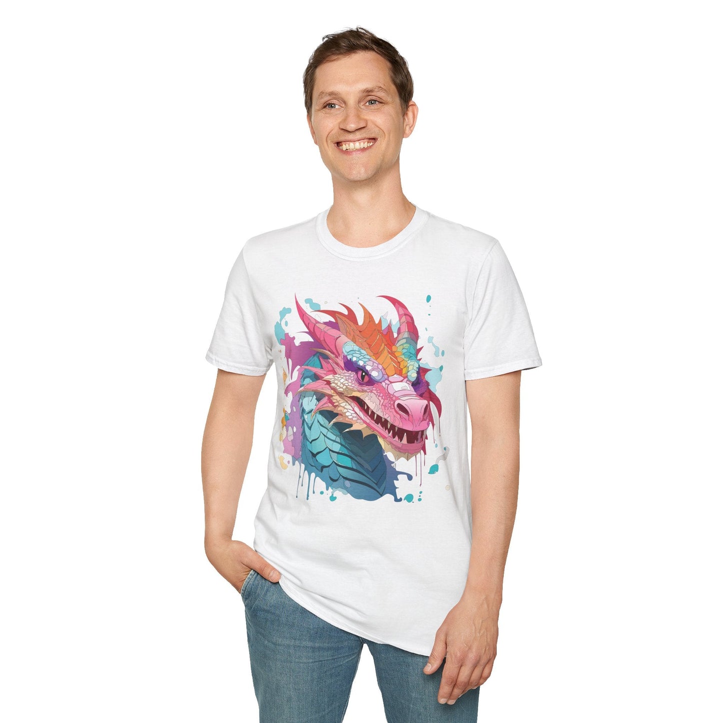 Dragon Graphic Tee Unisex Gildan Softstyle Cotton Shirt With Animal Art Design 64000