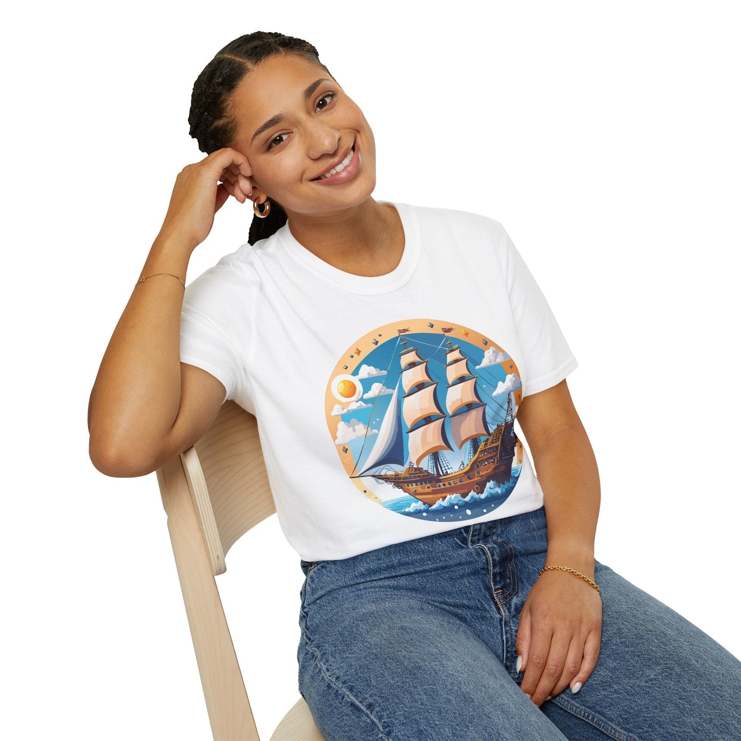 Unisex Nautical Frigate Ship T Shirt Vessel Tee Gildan Softstyle 64000 100 Percent Ring Spun Cotton