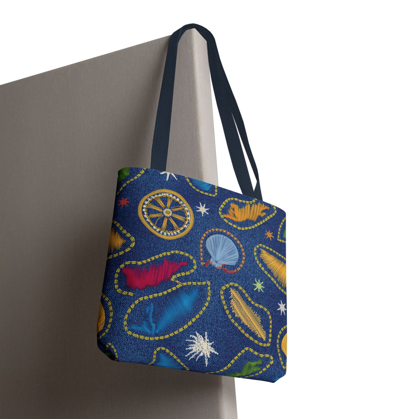 Denim Fabric Imitation Print Unisex Canvas Bag Poly Spun 3 Sizes Tote Bag 182