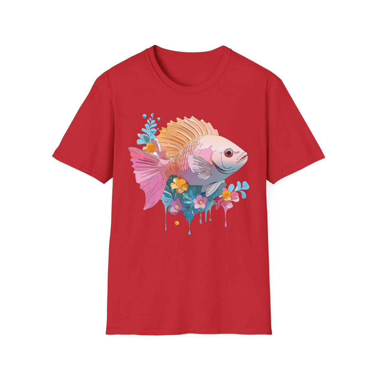 Colorful Tropical Fish T-Shirt | Watercolor Floral Sea Life Tee