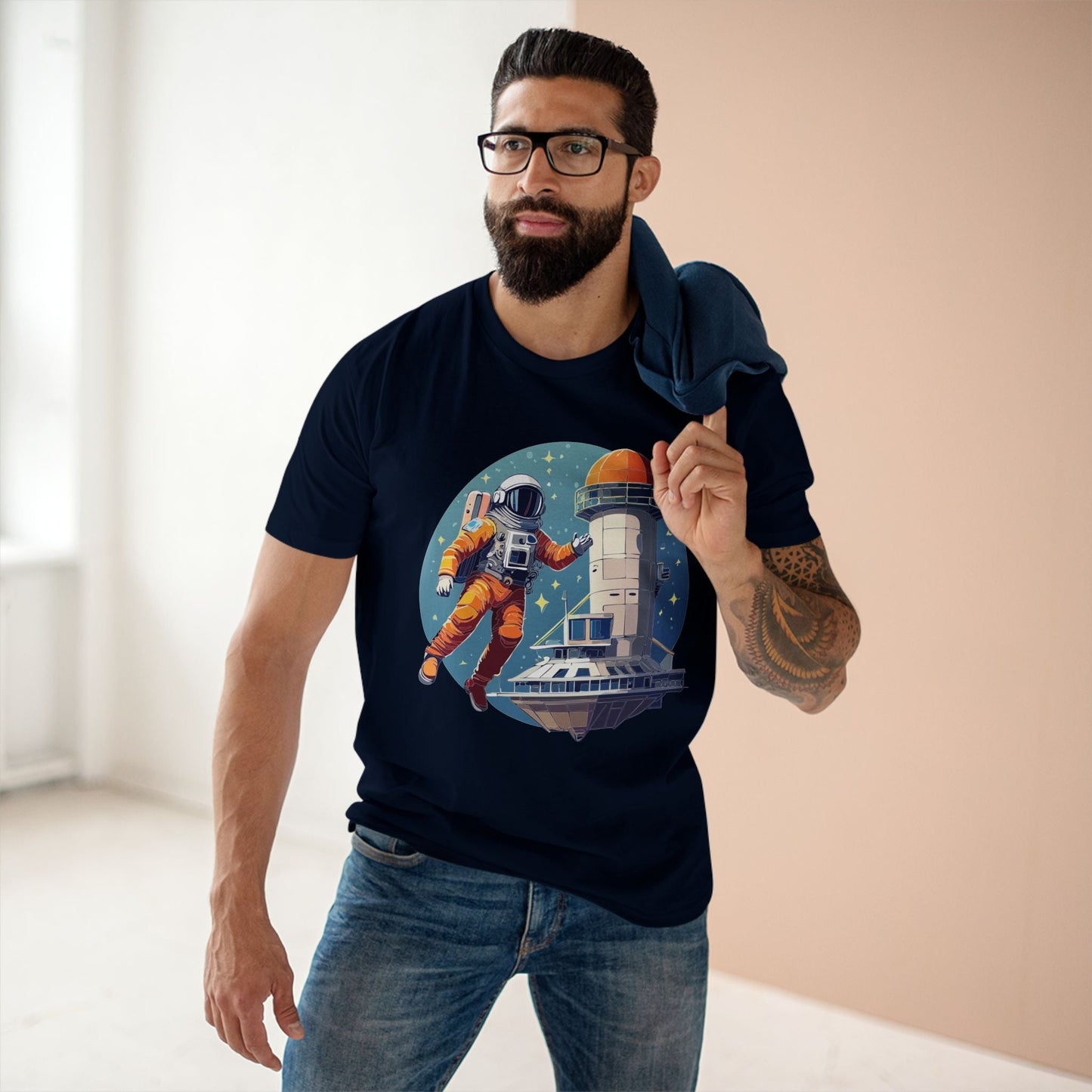 Cosmos Astronaut Shirt Unisex Premium Cotton Tee With Original Art Design Retro2Nova CS11