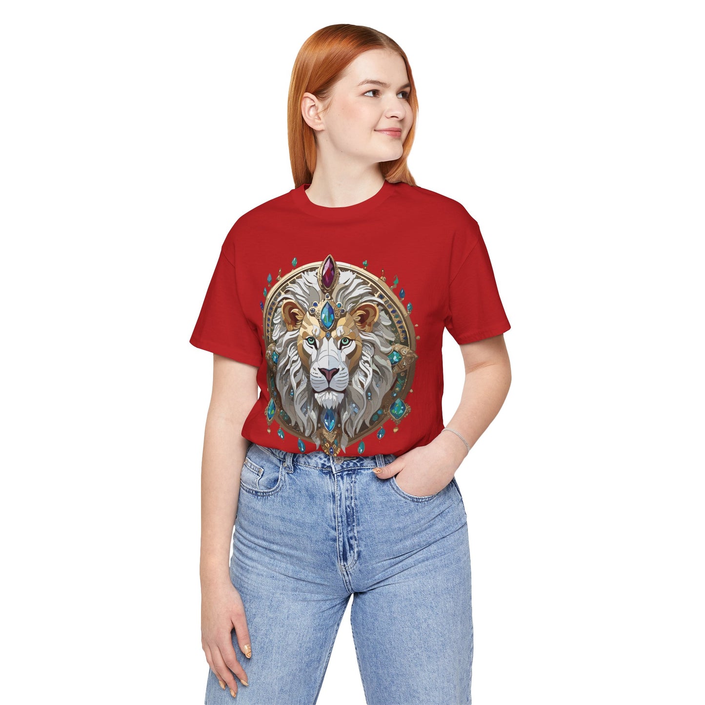 Unisex Lion Graphic Tee, Animal Shirt, Tee Shirt with Lion, Medallion T-Shirt, Animal Medallion Tees