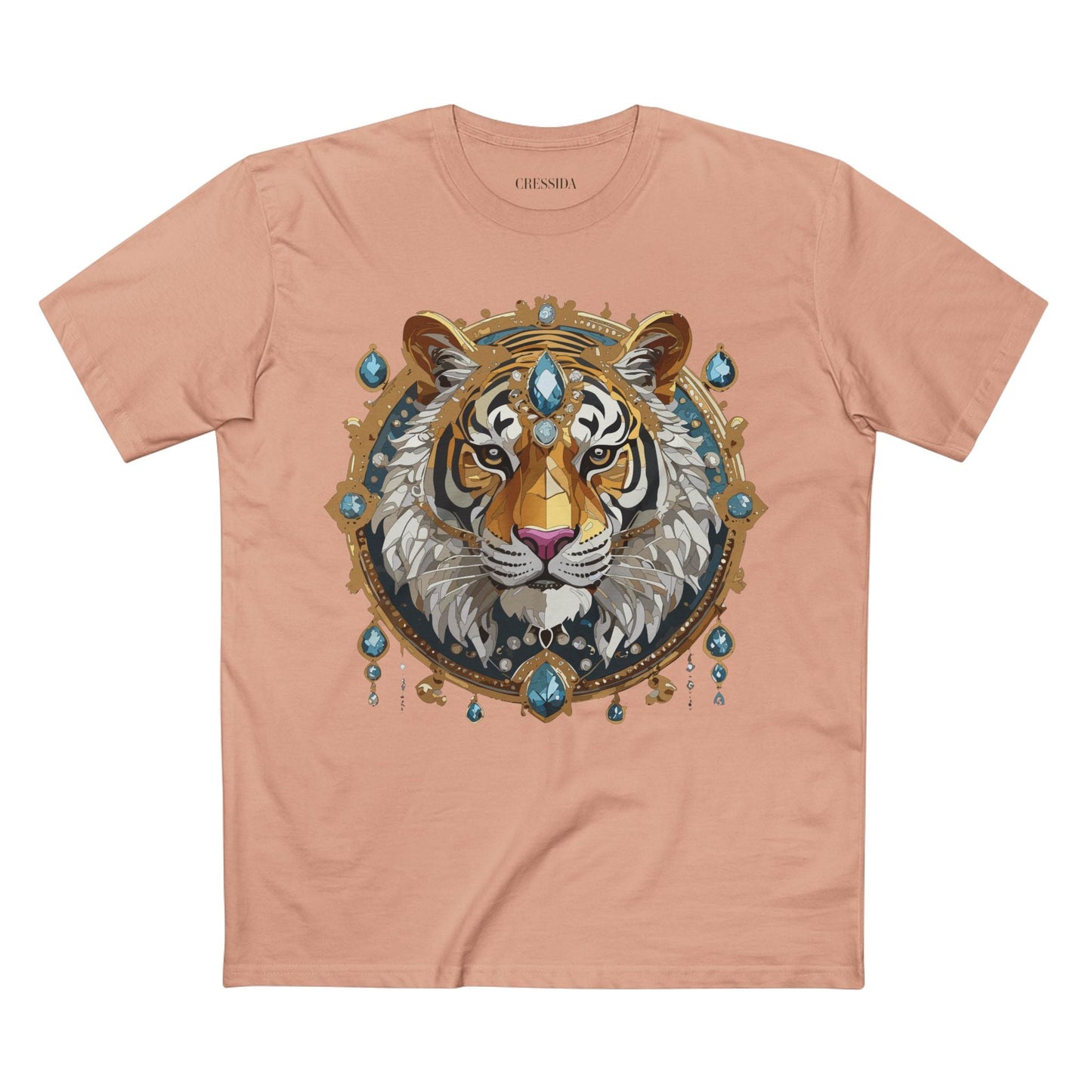 Tiger Graphic Unisex 100 Cotton Tee With Unique Animal Golden Medallion Art Design 51