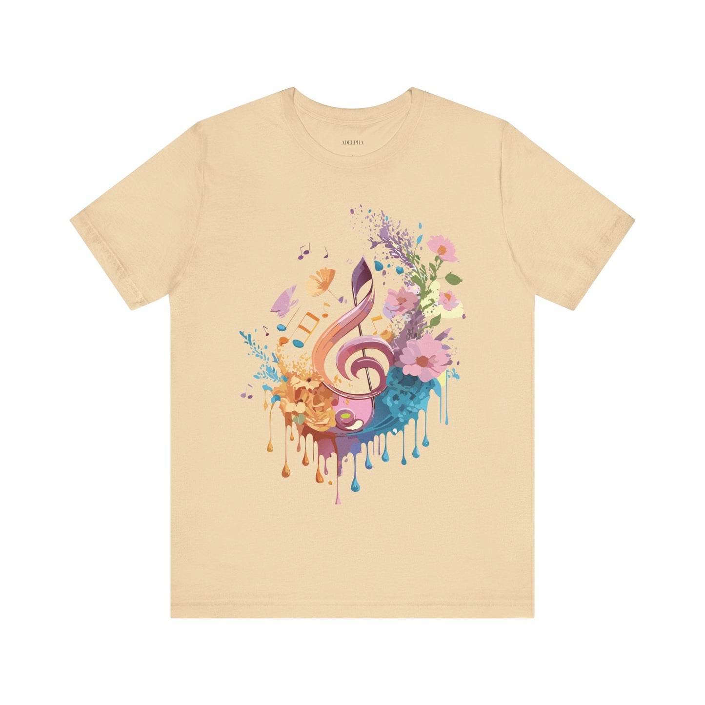Music Graphic Unisex 100 Cotton Vintage Art with Musical Elements Tee 115