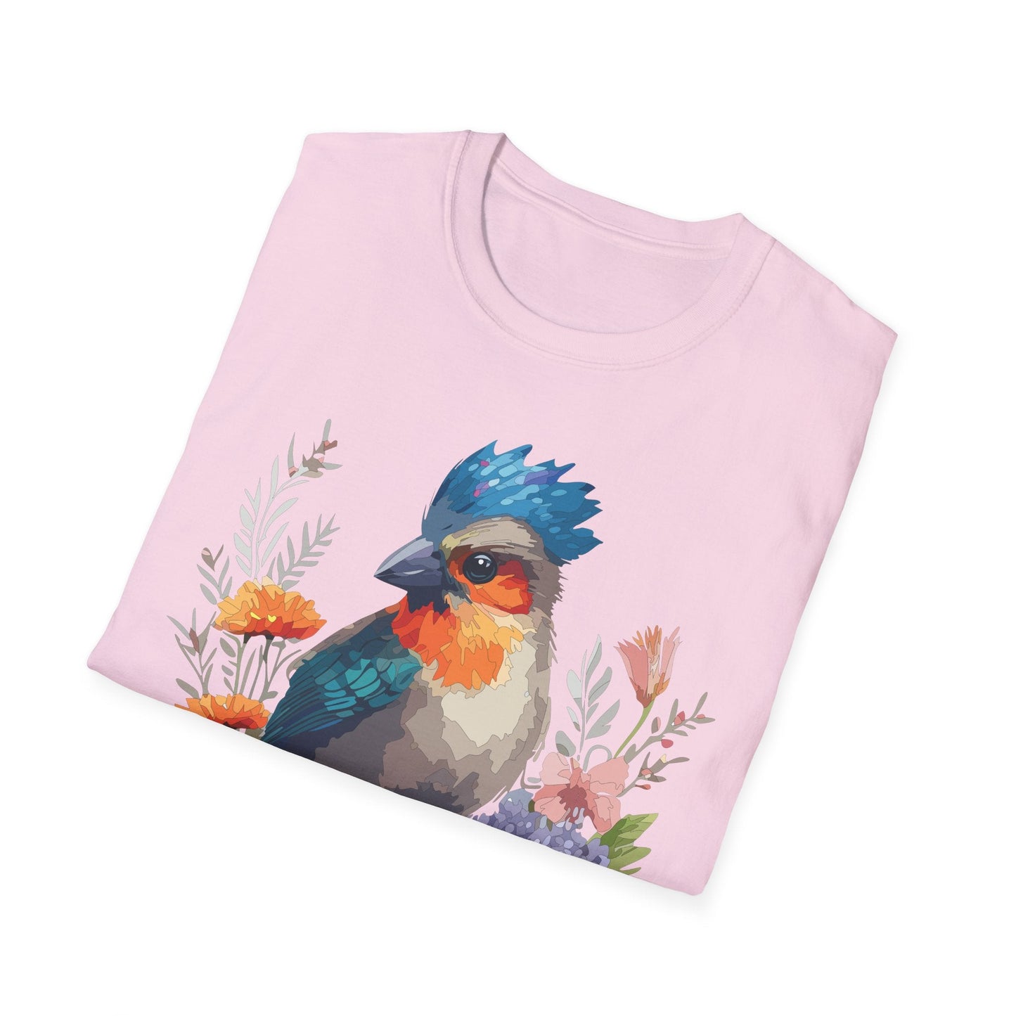 Floral Bird T Shirt Unisex Softstyle Tee 100 Percent Ring Spun Cotton Gildan 64000