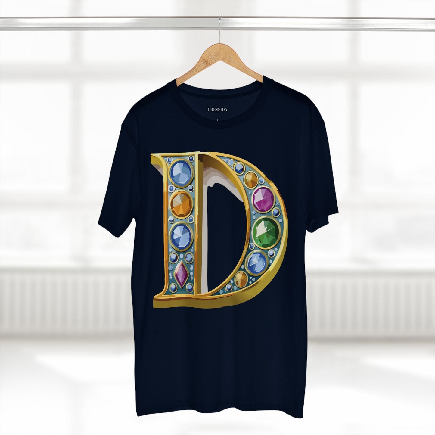 Letter D Graphic Design Tee Unisex 100 Cotton With Antique Gold Letters Artwork T-Shirt