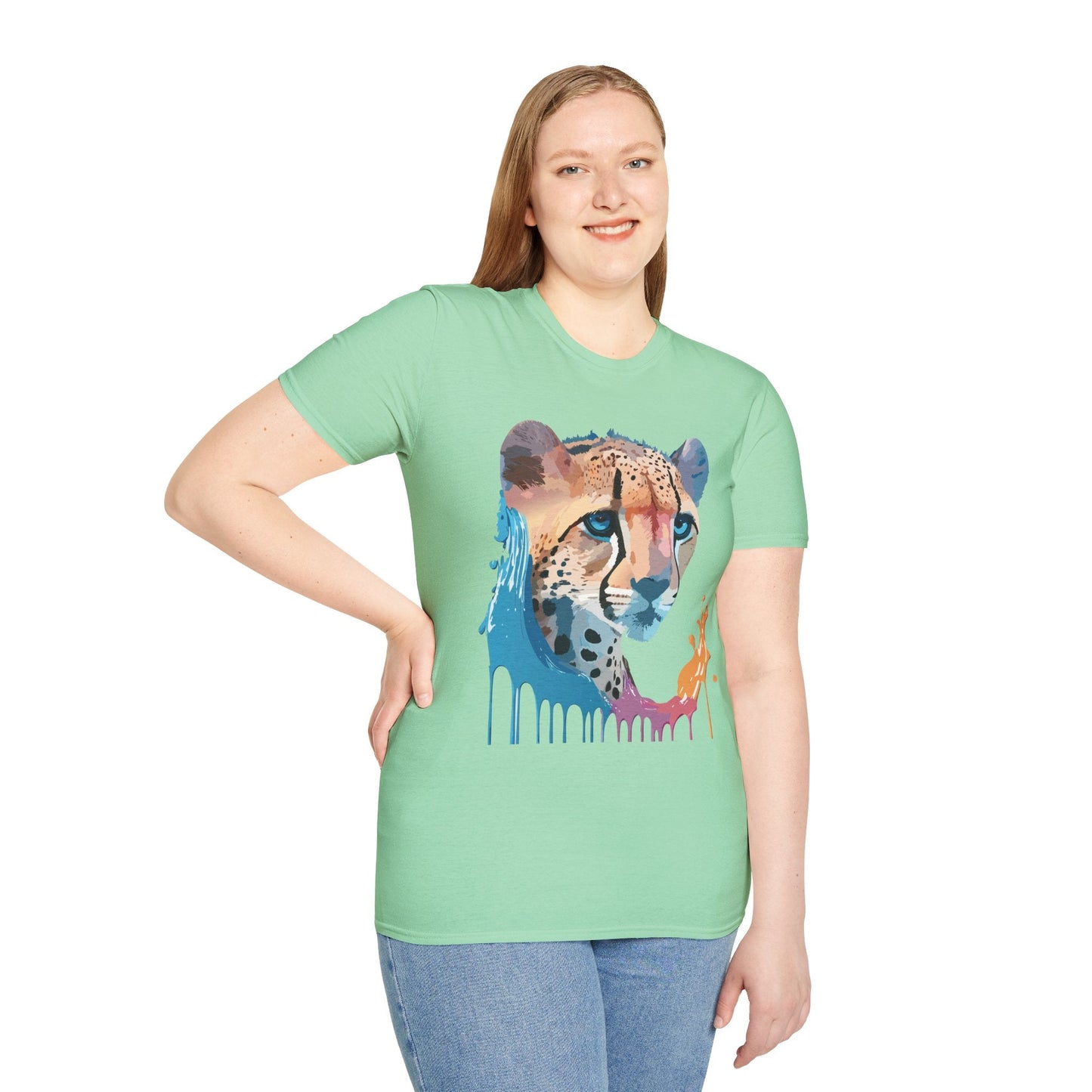 Cheetah Shirt Unisex Tee Softstyle Gildan 64000 100 Percent Ring Spun Cotton