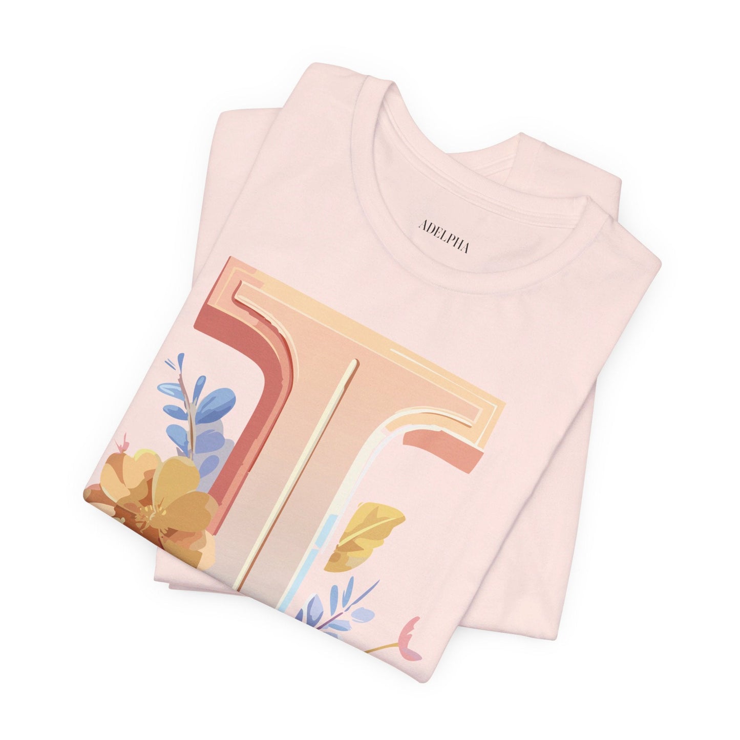 Vintage Inspired Letter I Shirt Unisex Graphic Tee Short Sleeve by Adelpha Premium