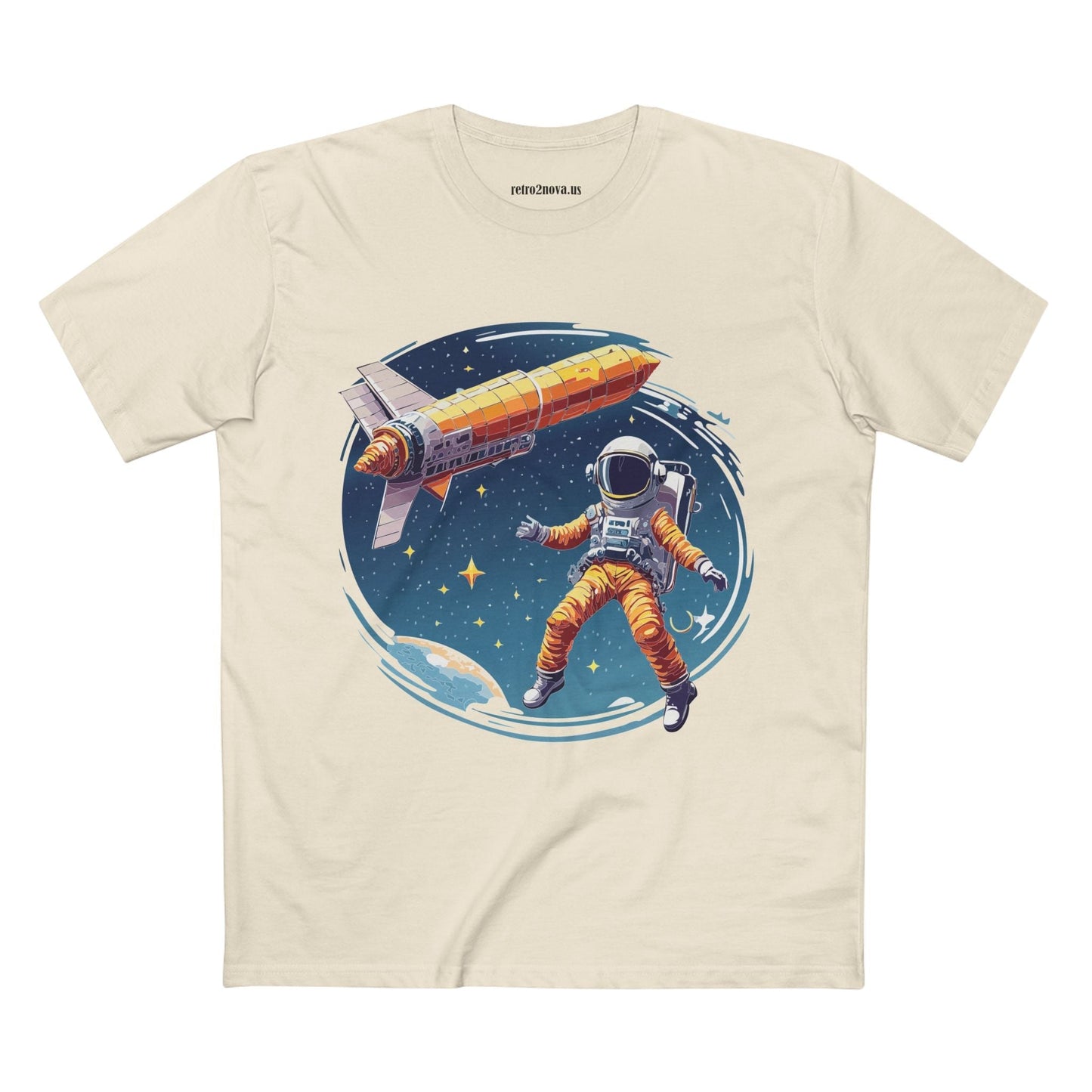 Cosmos Astronaut Shirt Unisex Premium Cotton Tee With Original Art Print By Retro2Nova
