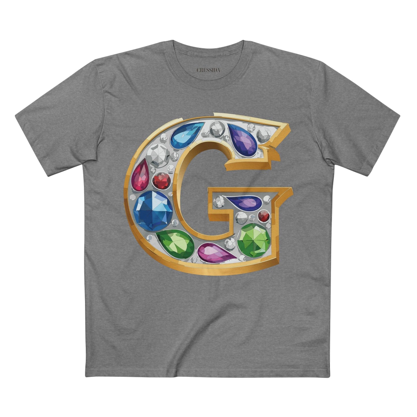 Letter G Graphic Design Tee Unisex 100 Cotton With Antique Gold Letters Artwork T-Shirt