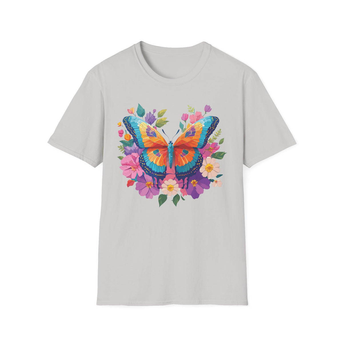 Colorful Butterfly Floral Tee | Vibrant Monarch Butterfly Graphic Tee Unisex 100 Cotton Gildan T-Shirt