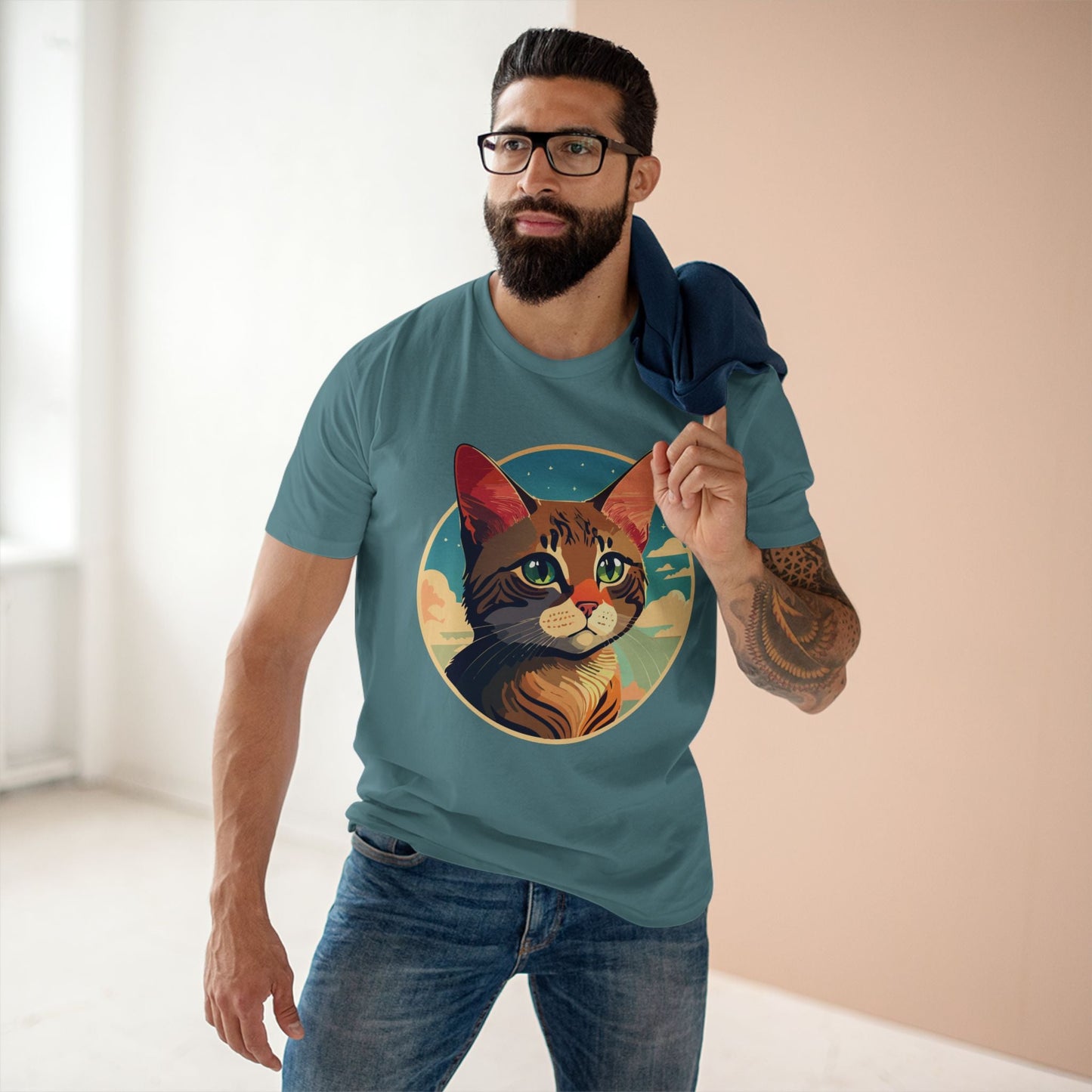 Animals Shirt Cat Design Unisex Premium Cotton Tee With Original Art From Retro2Nova Collection Exclusive Edition
