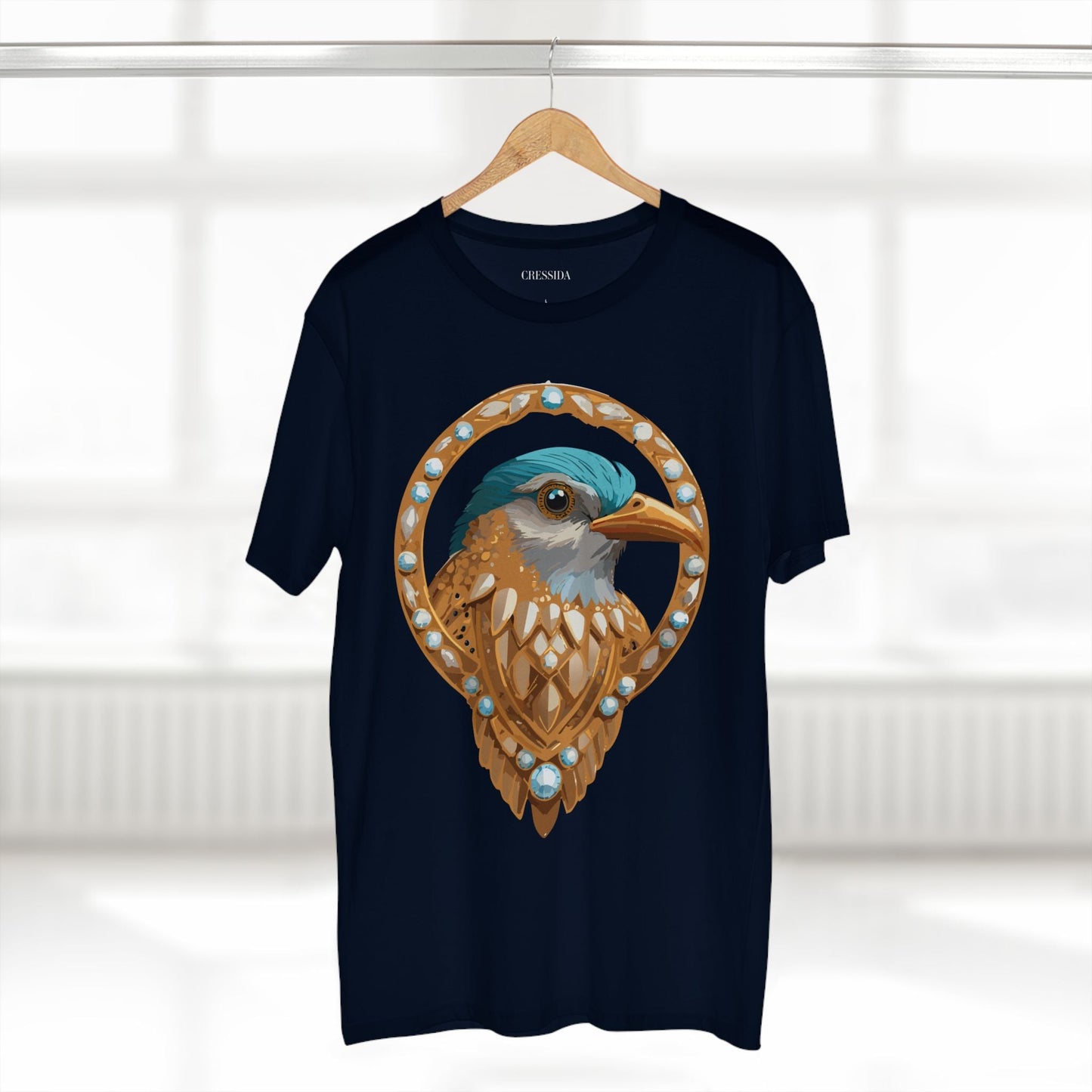 Bird Graphic Unisex 100 Cotton Tee With Unique Animal Golden Medallion Art Design 24