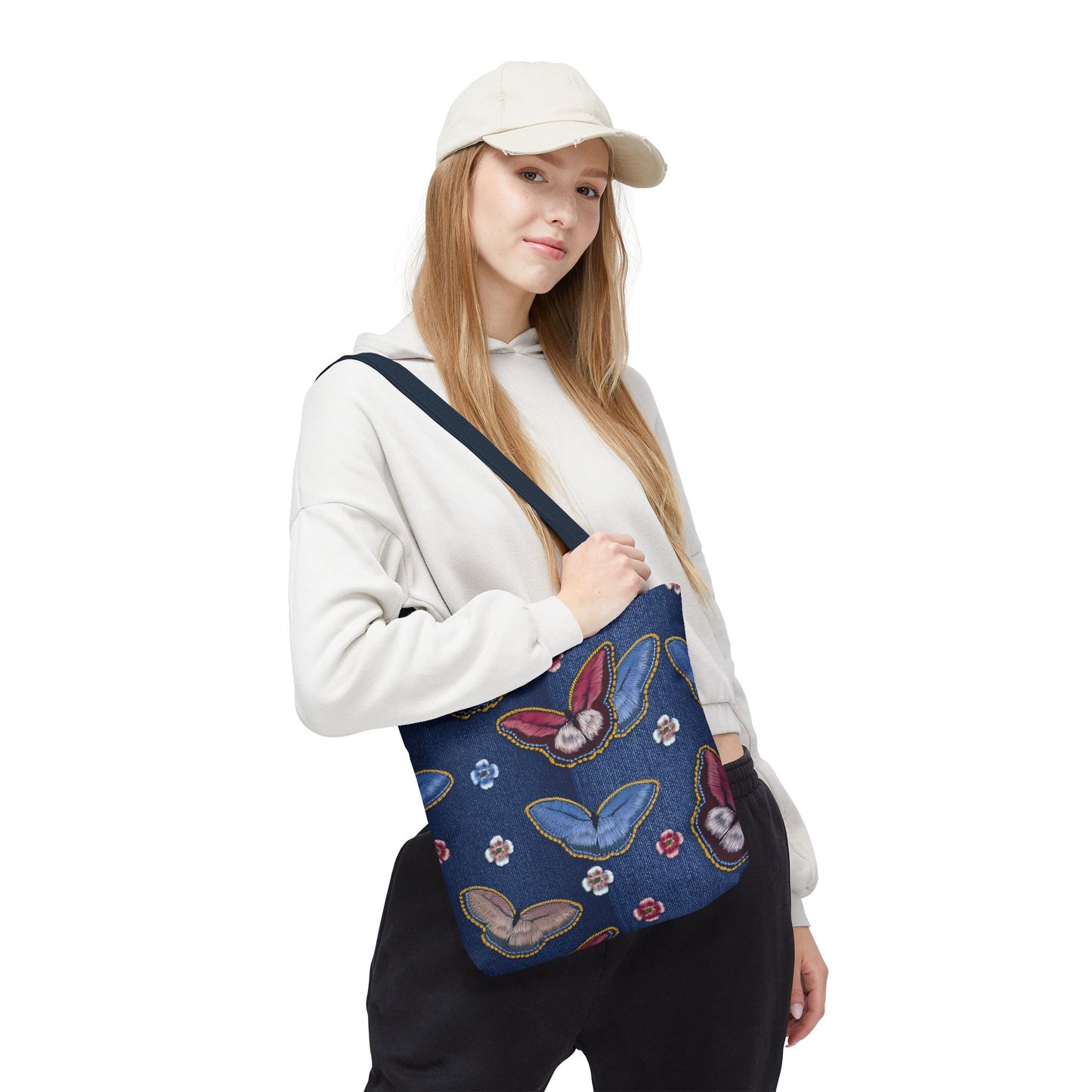 Denim Fabric Imitation Print Unisex Canvas Bag Poly Spun 3 Sizes Tote Bag 180
