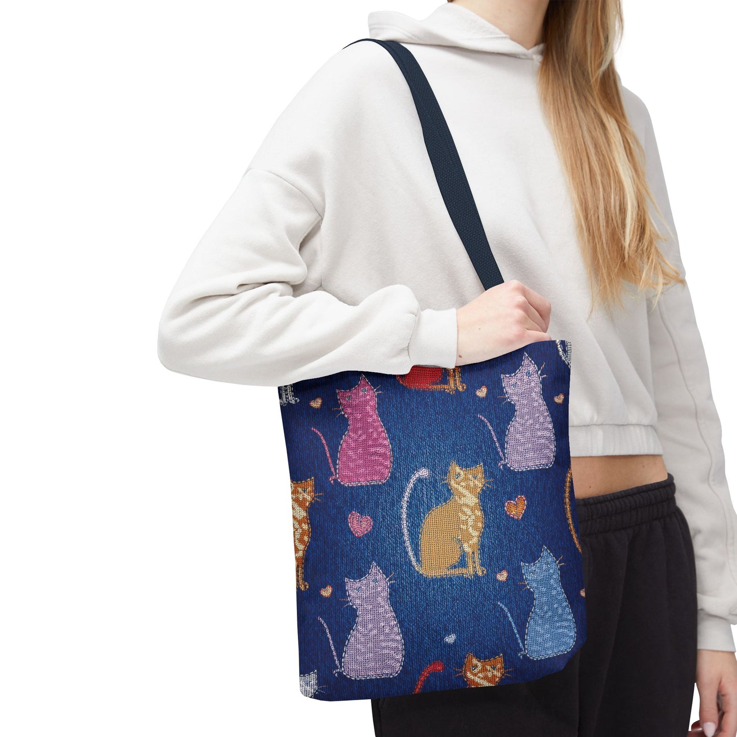 Love Day Graphic Design Denim Fabric Imitation Print Unisex Canvas Bag POLY 3 Sizes Tote Bag 201-20