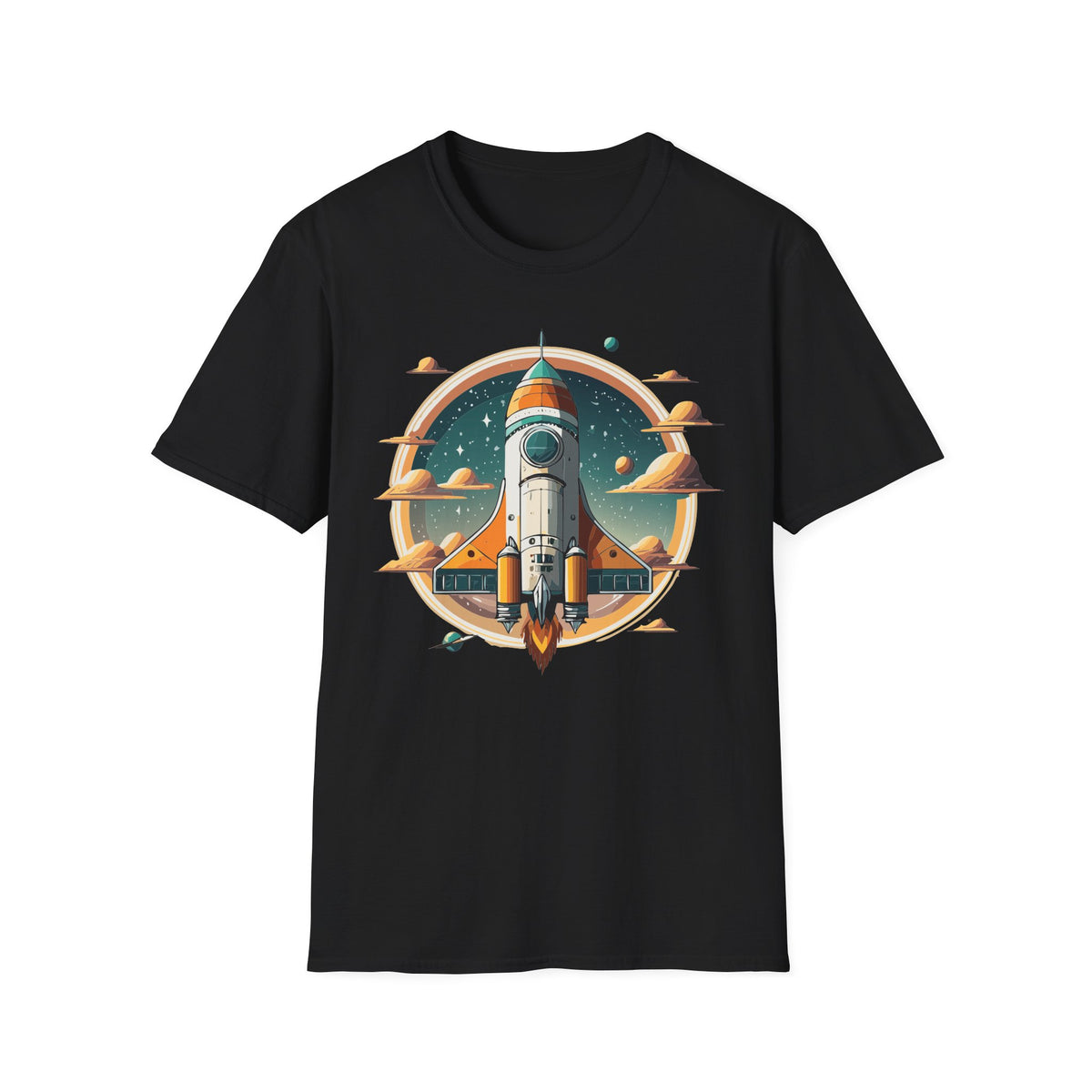 Retro Rocket Launch T-Shirt | Space Shuttle Graphic Design Unisex 100 Cotton Gildan T-Shirt